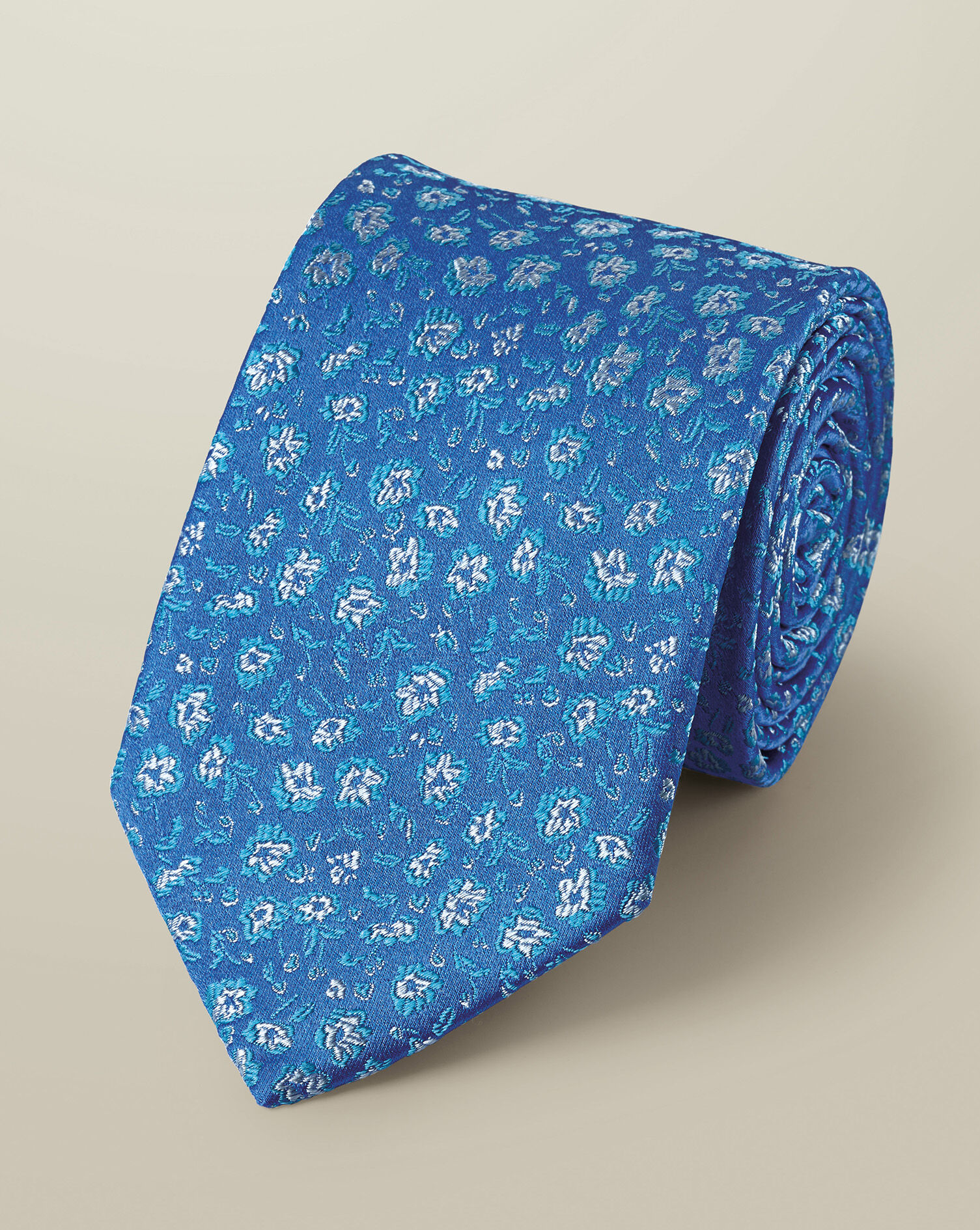 Floral Silk Tie - Cornflower Blue