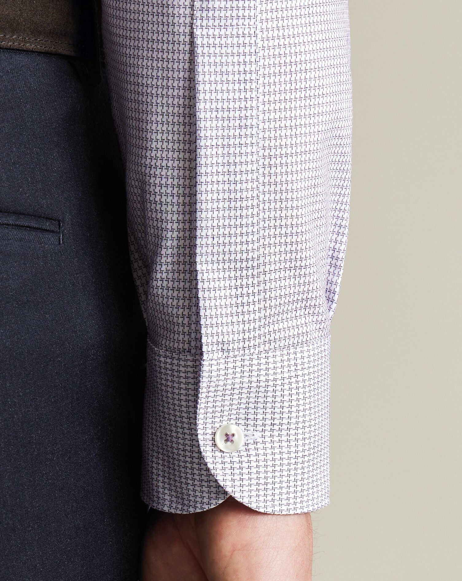 Non-Iron Stretch Texture Shirt - Dark Purple