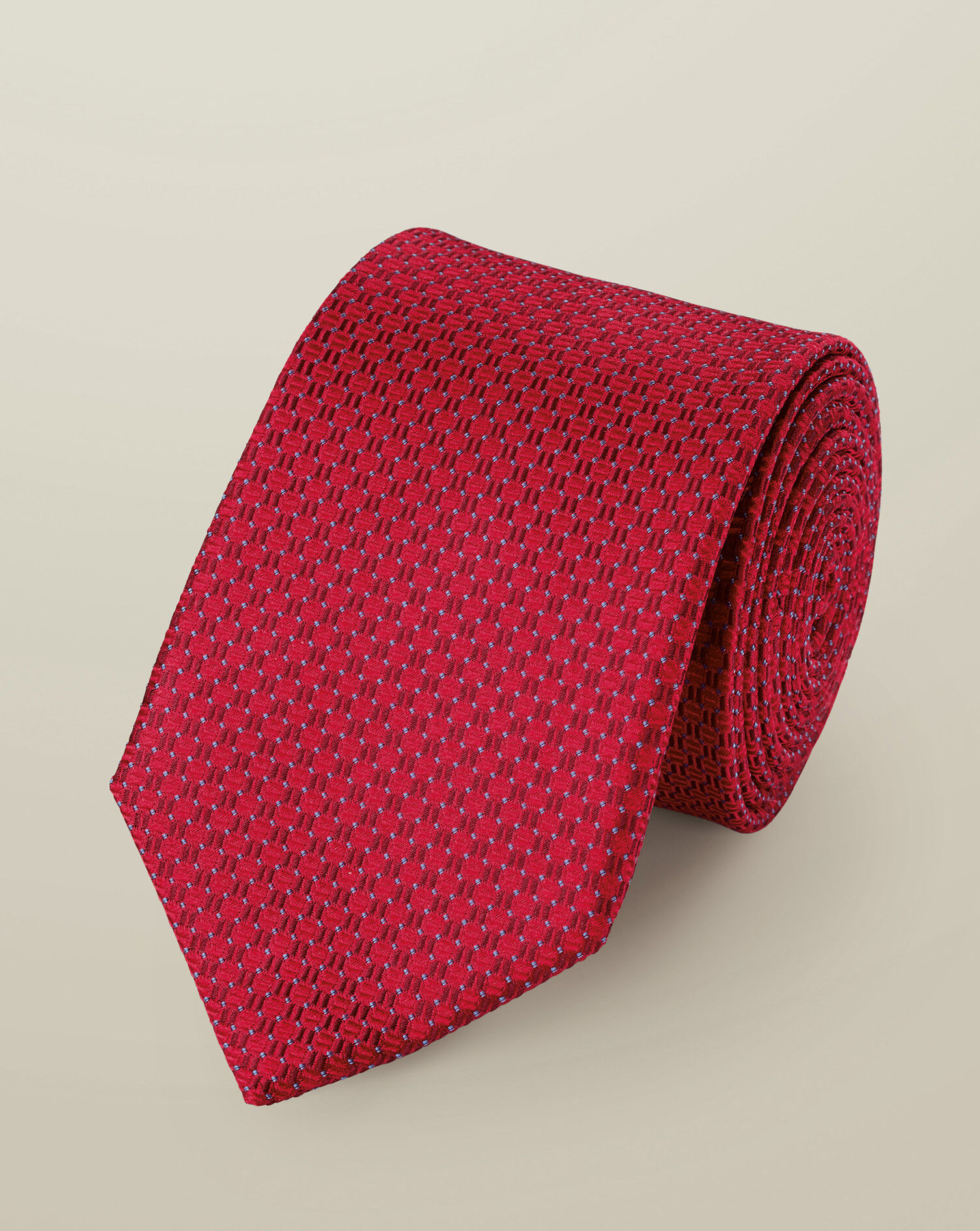 Silk Semi-Plain Patterned Tie - Red