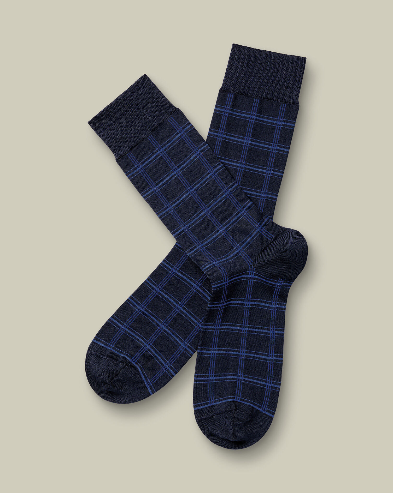 Check Socks - Navy