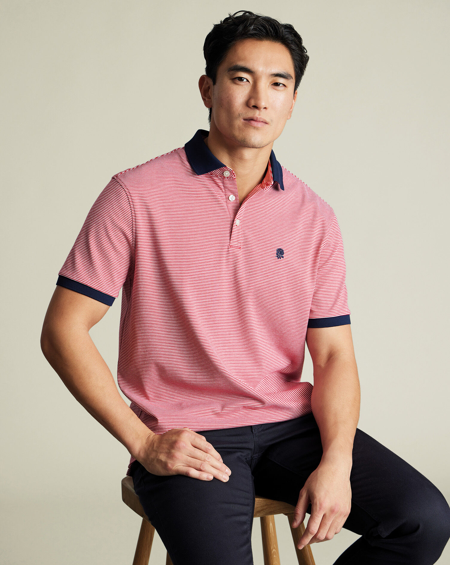 England Rugby Stripe Pique Polo - Red & White