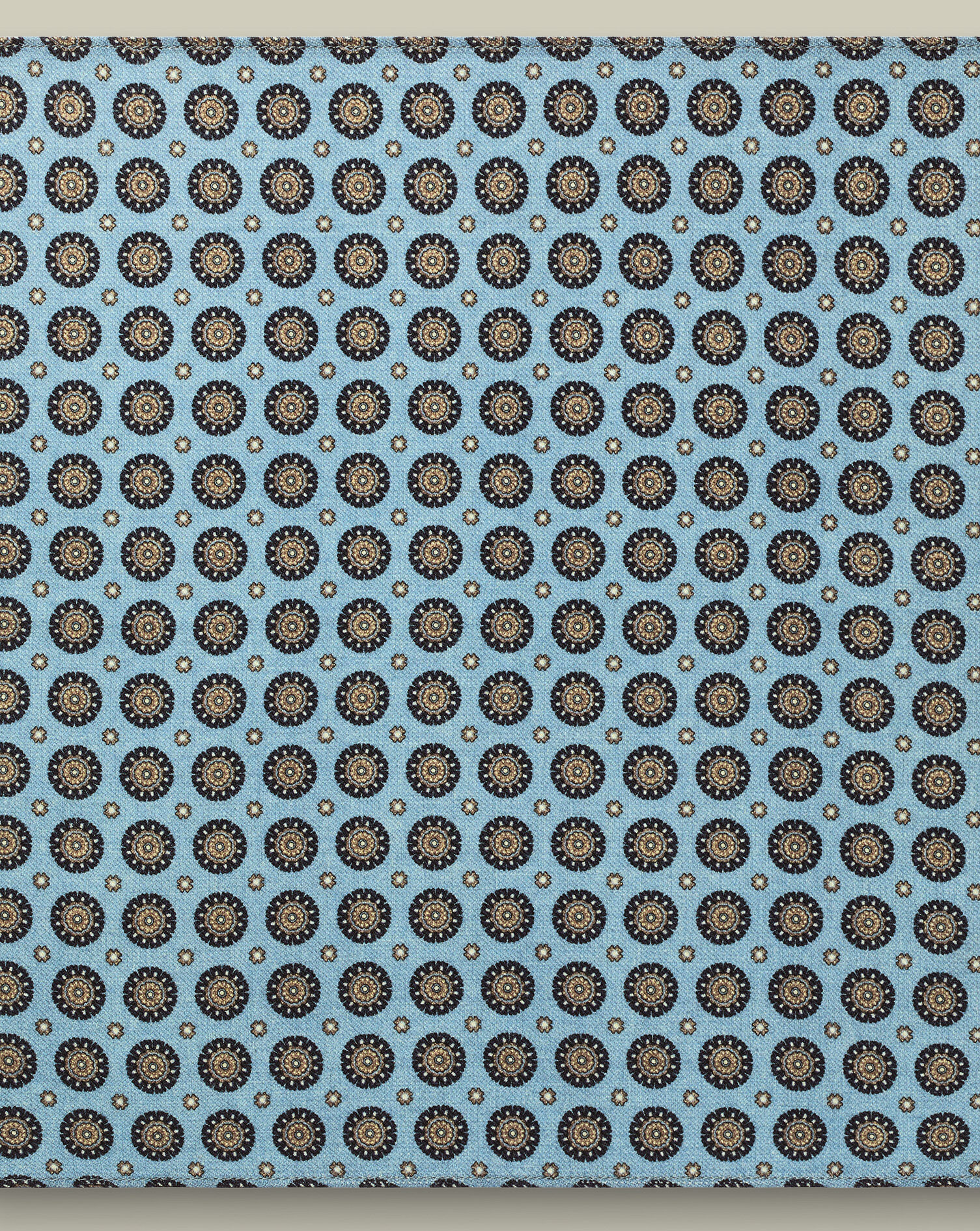 Wool Medallion Print Pocket Square - Light Blue