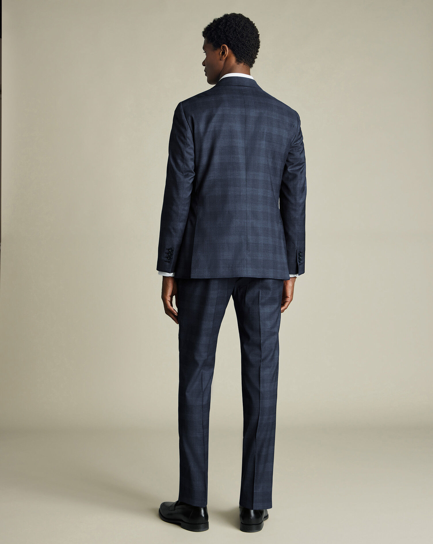 Italian Check Suit - Steel Blue