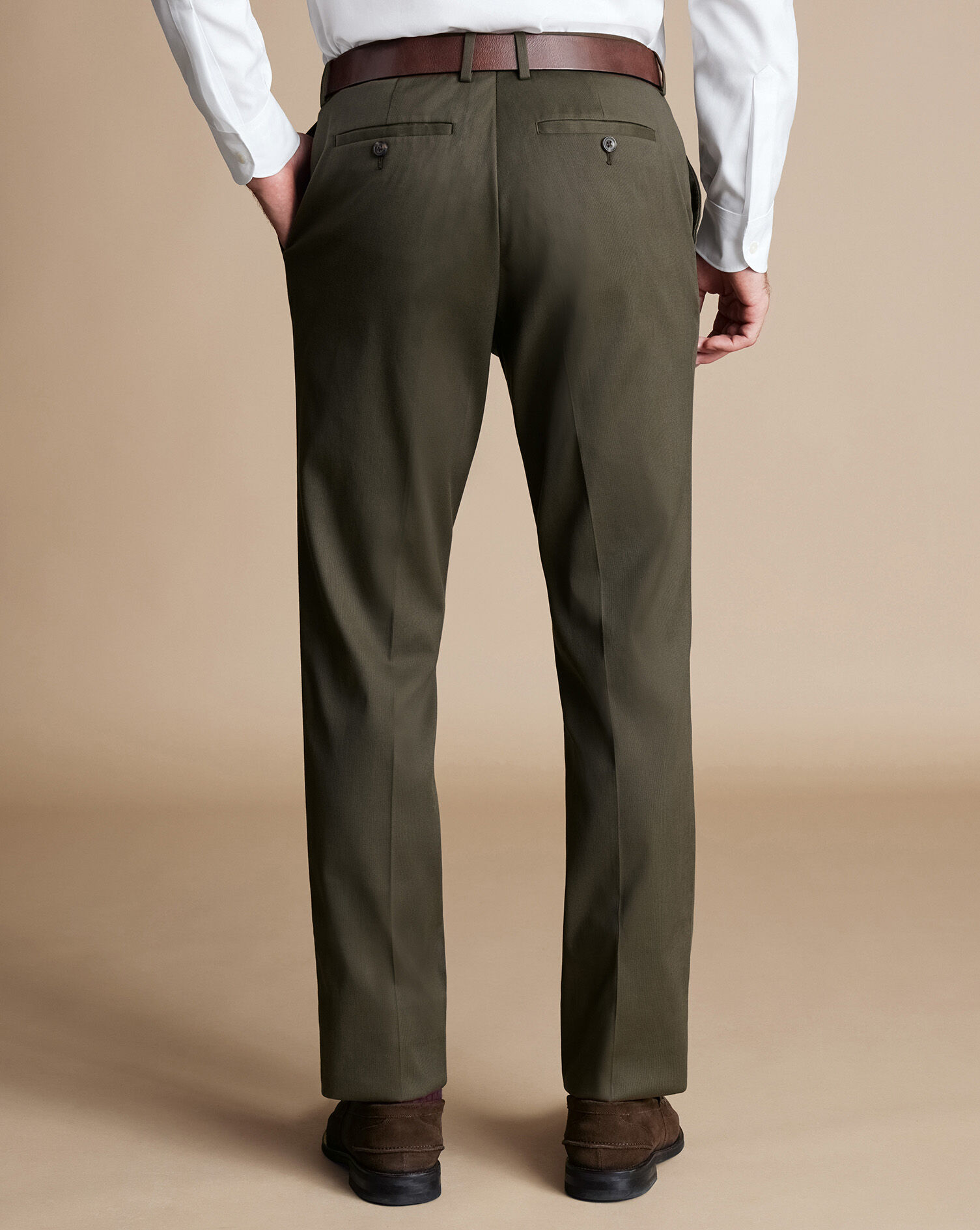 Smart Stretch Texture Pants - Olive Green