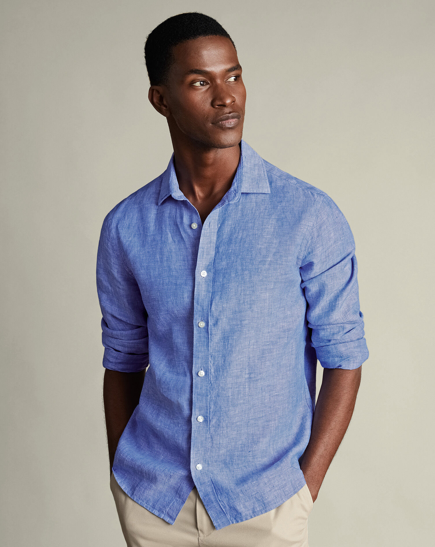 Pure Linen Shirt - Cobalt Blue