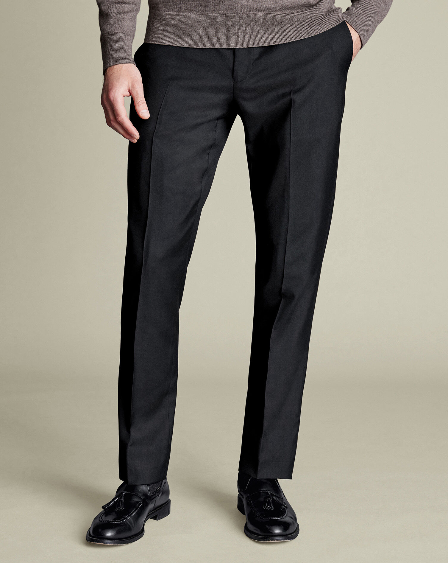 Natural Stretch Twill Suit Pants - Black