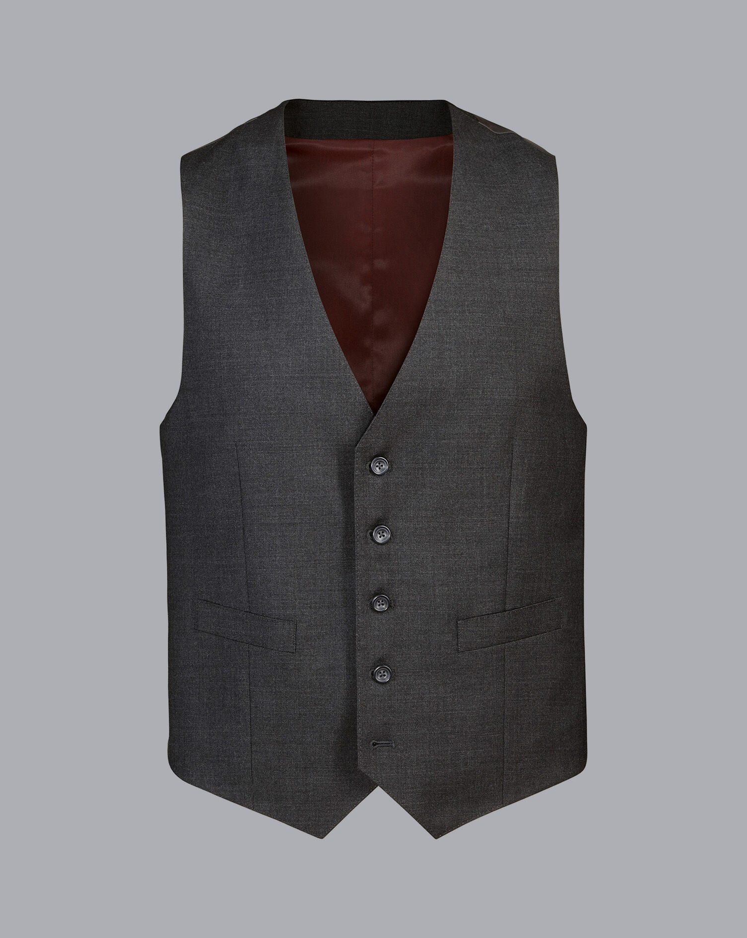 Natural Stretch Twill Vest - Charcoal