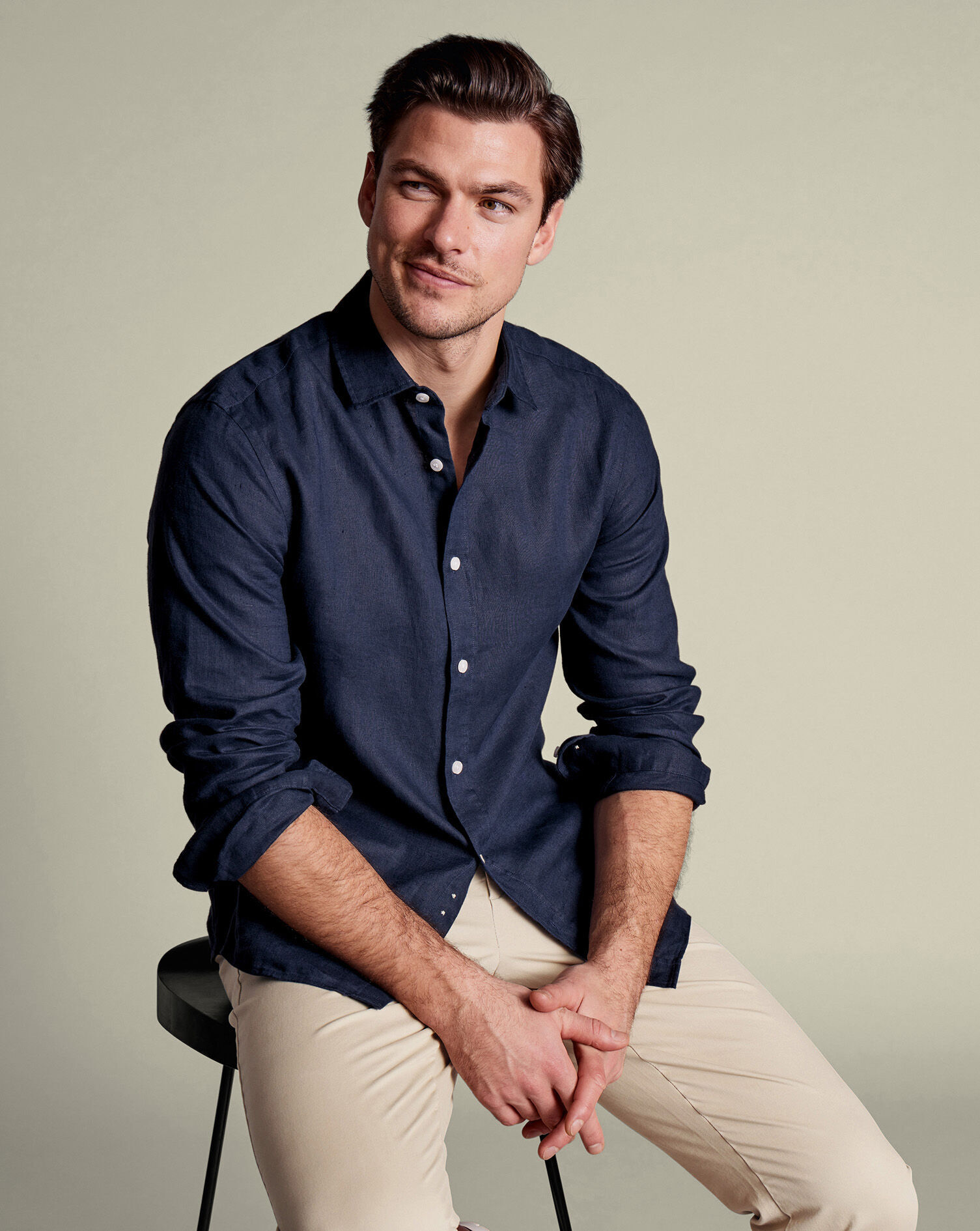 Pure Linen Shirt - Navy