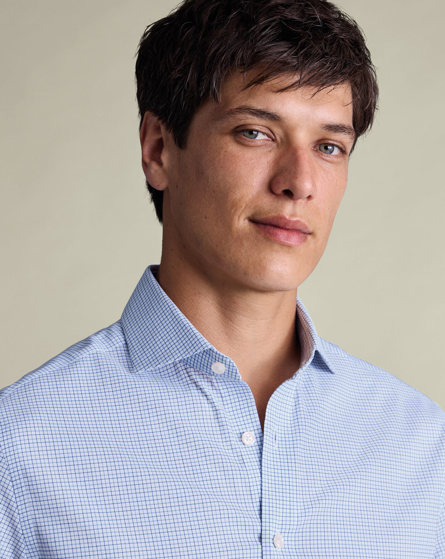 Non-Iron Performance Check Shirt - Mid Blue