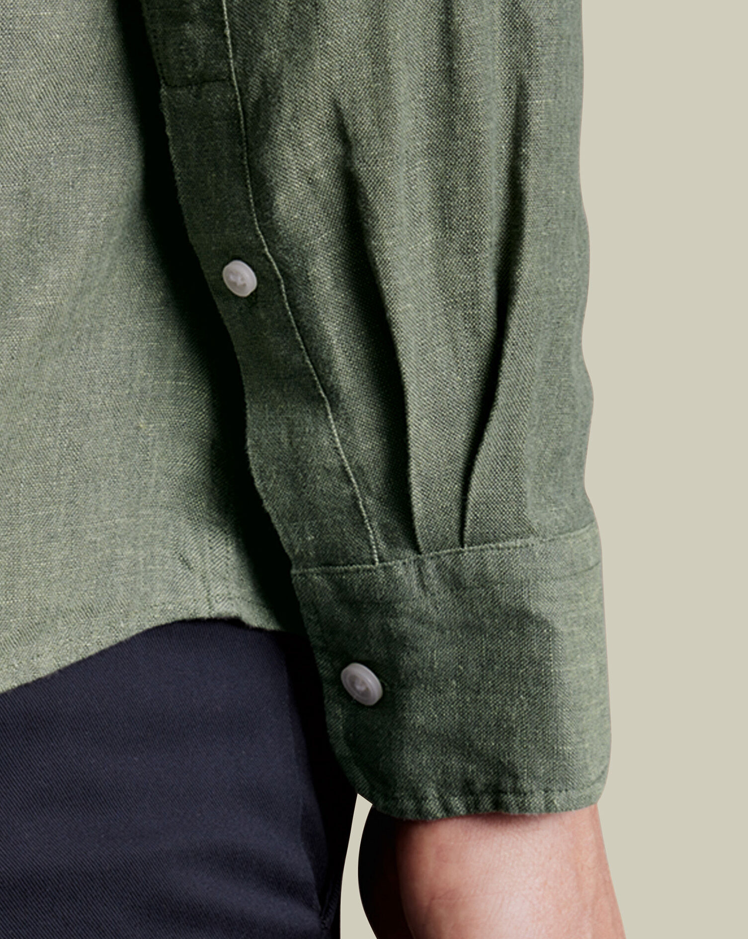 Pure Linen Shirt - Olive Green