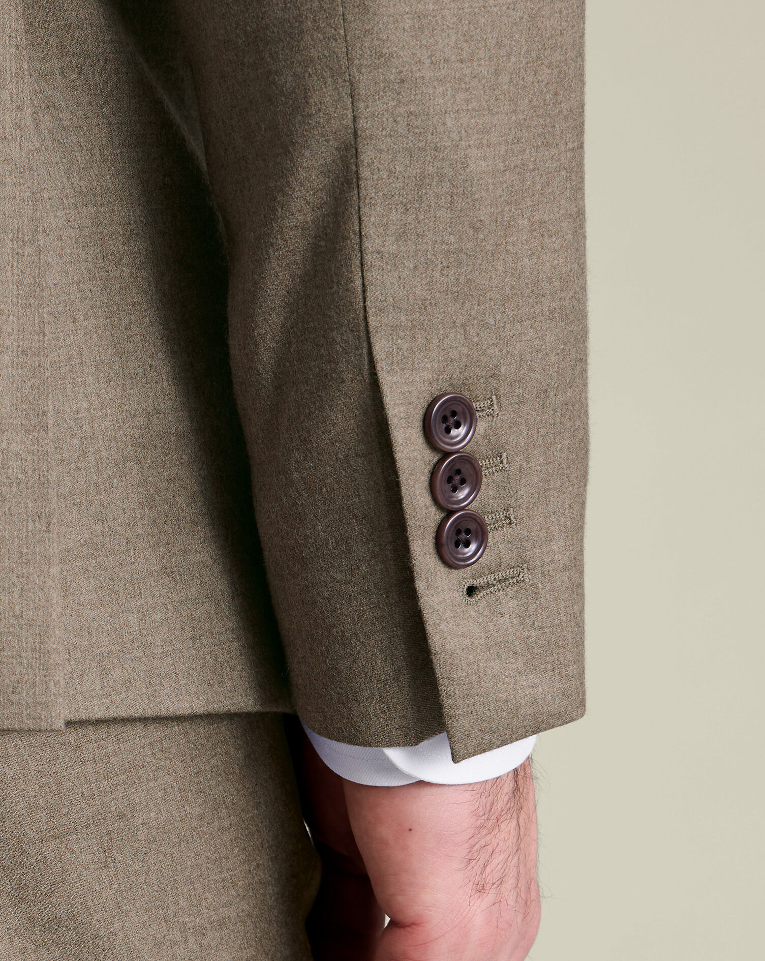 Double Breasted Italian Flannel Suit - Taupe