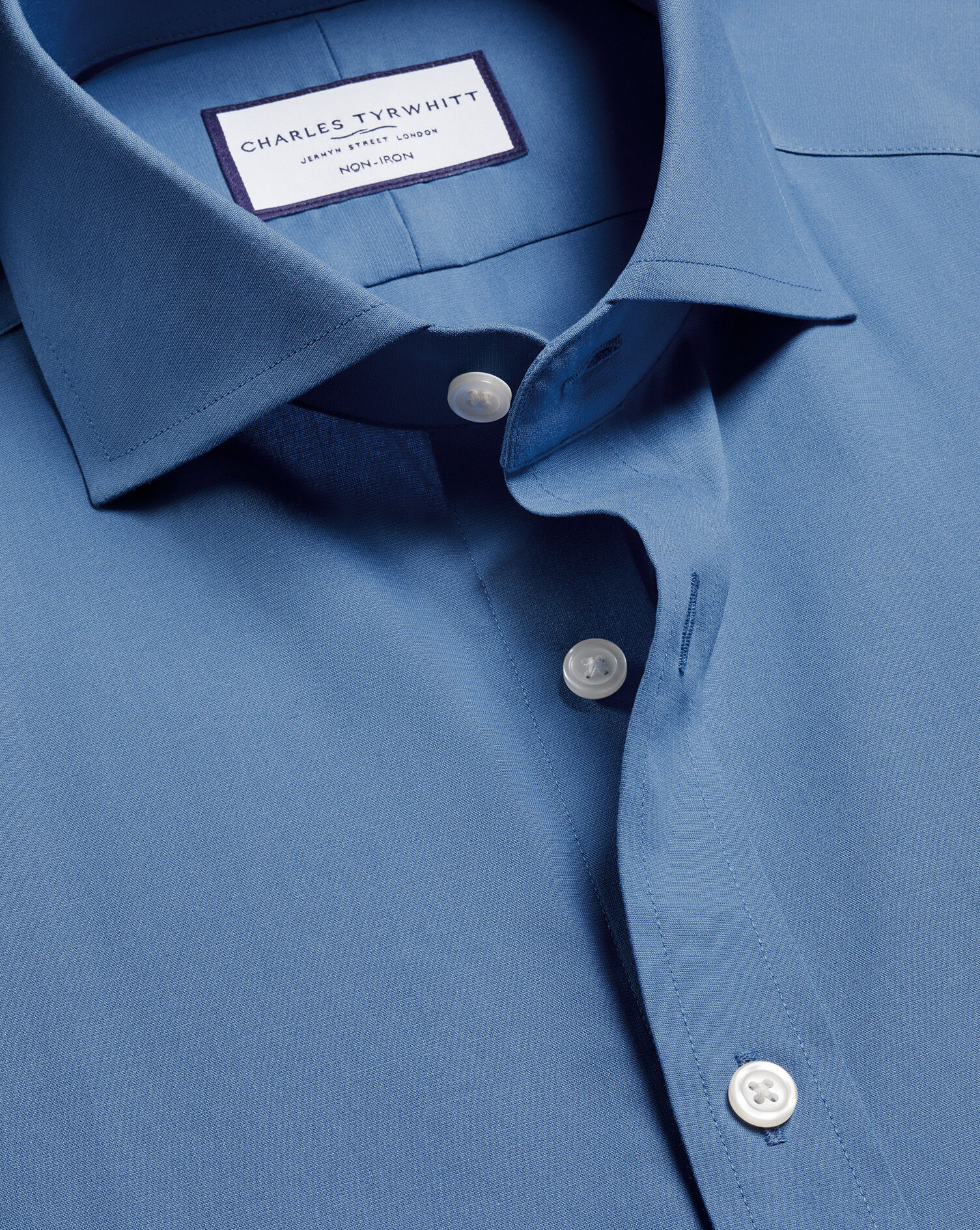 Non-Iron Stretch Poplin Shirt - Ocean Blue