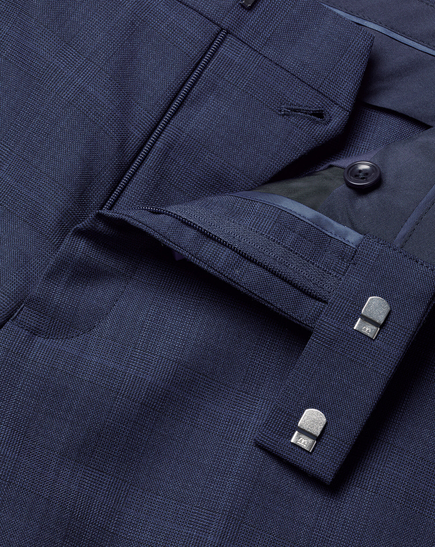 Check Suit Pants - Ink Blue