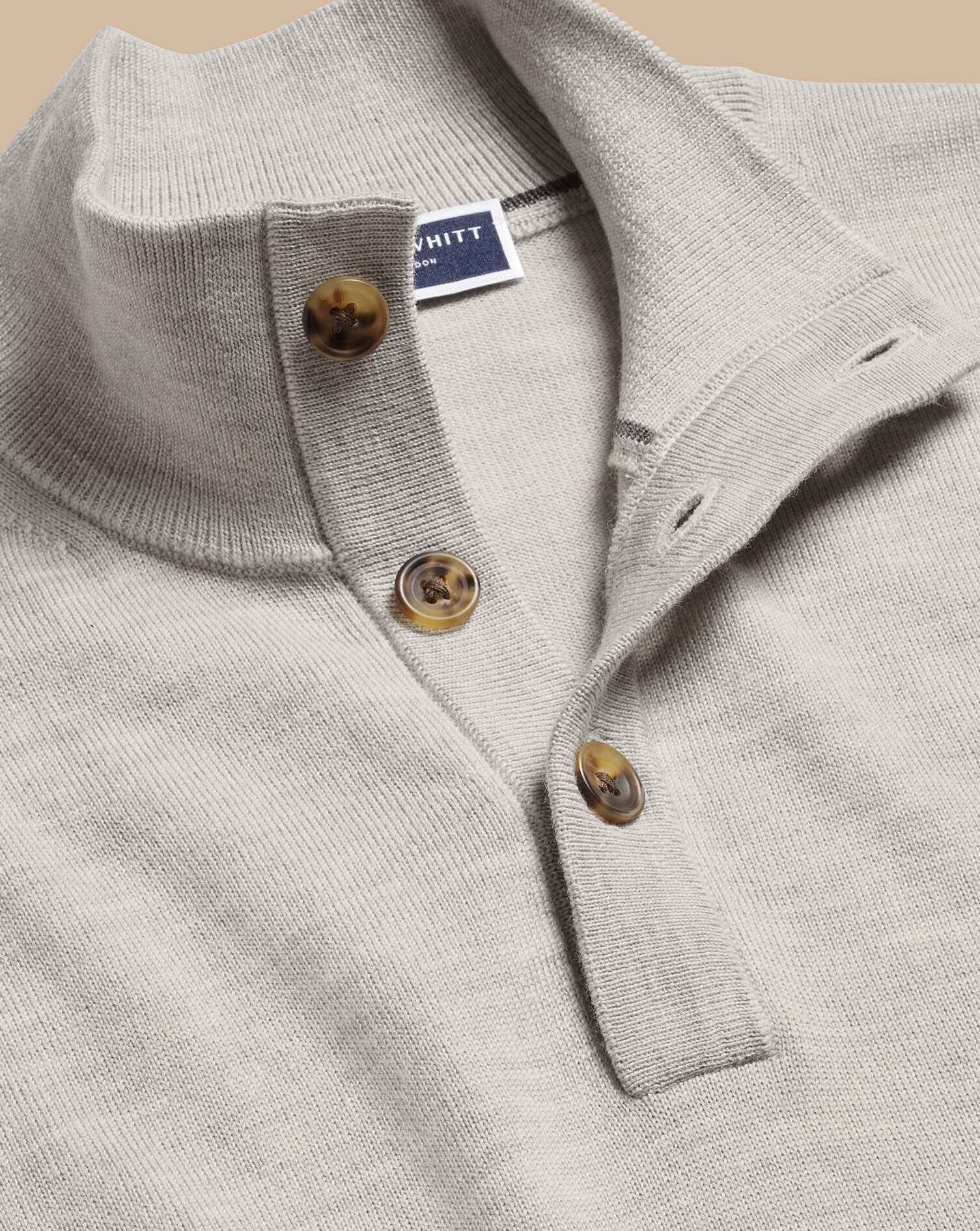 Merino Button Neck Sweater - Silver Gray