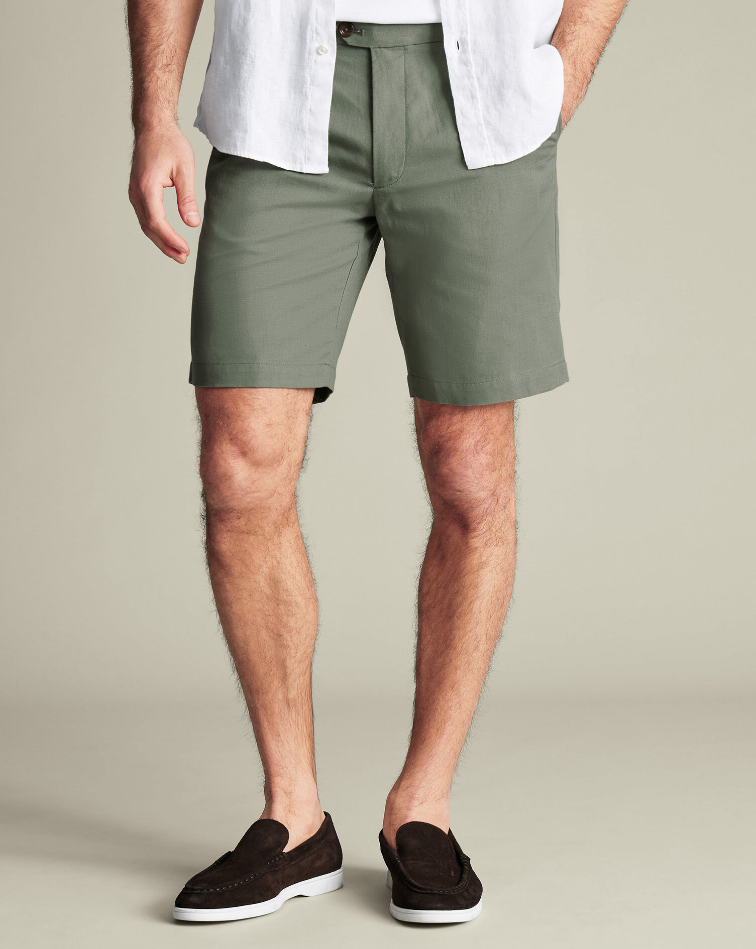 Cotton Linen Shorts - Green