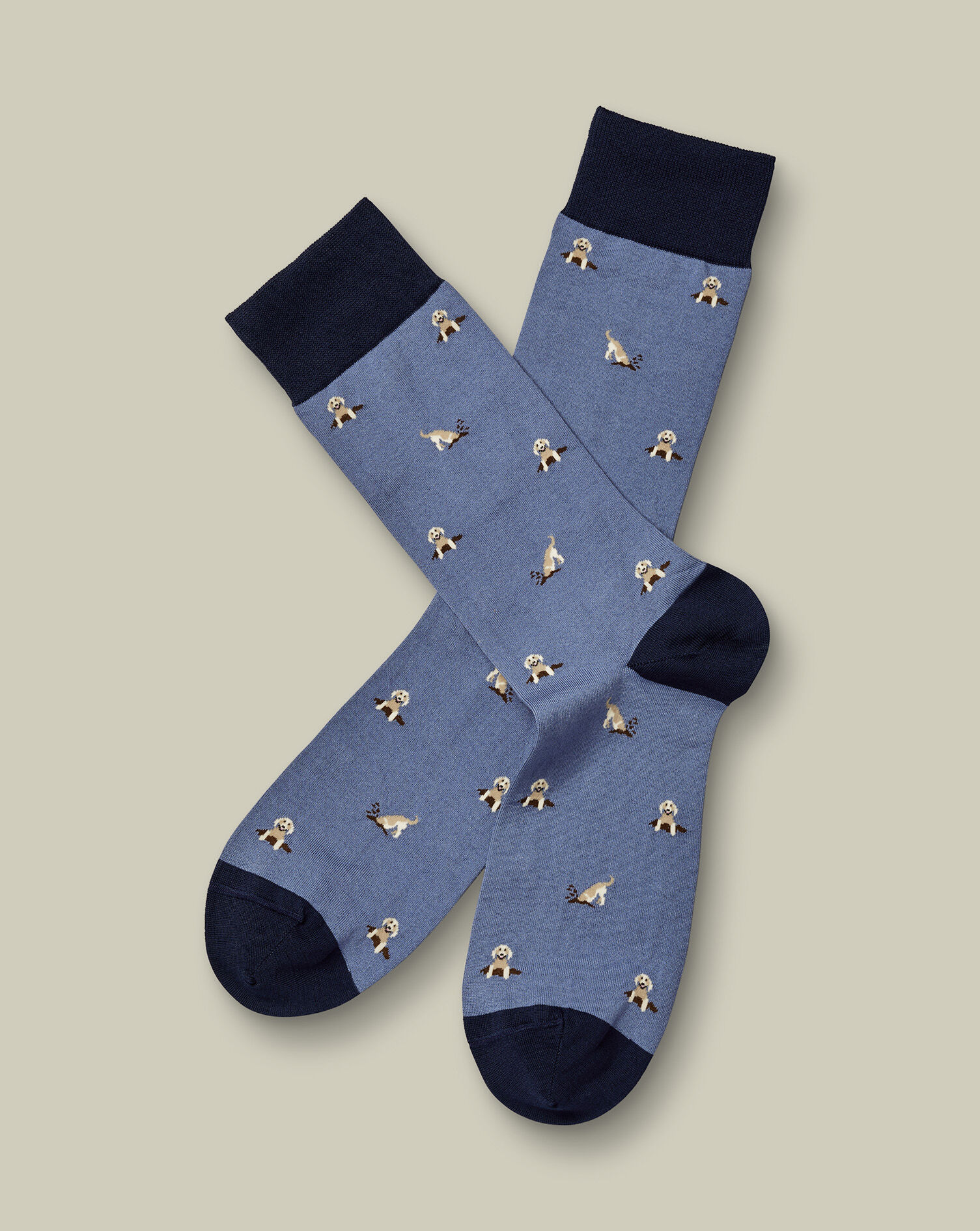 Dog Motif Socks - Denim Blue
