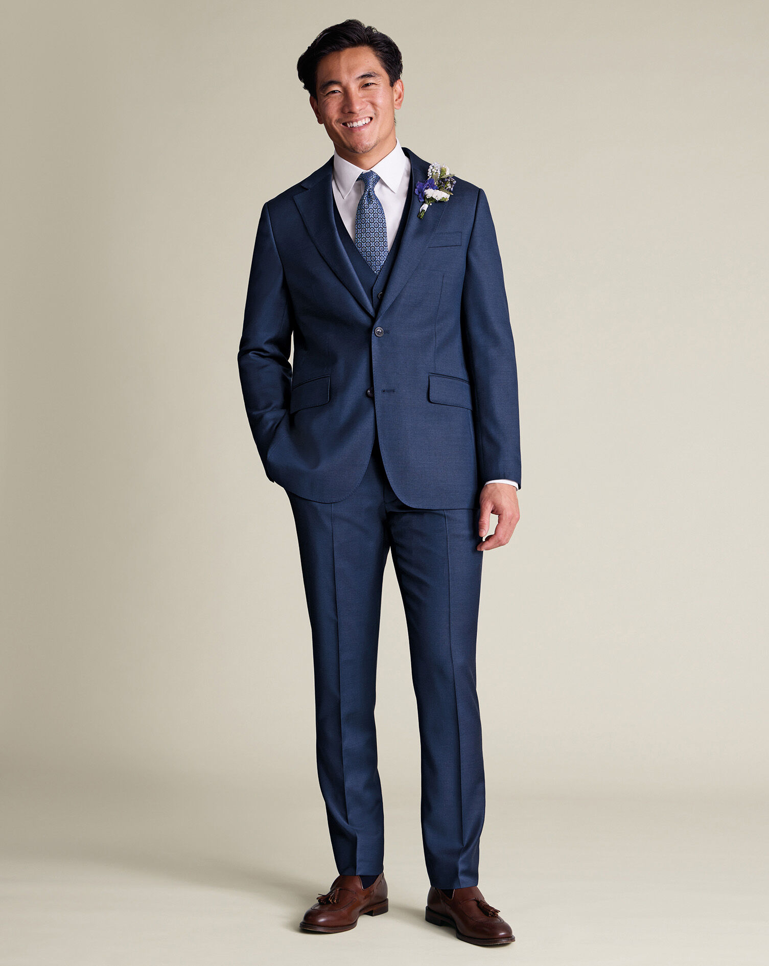 Natural Stretch Twill Suit - Royal Blue