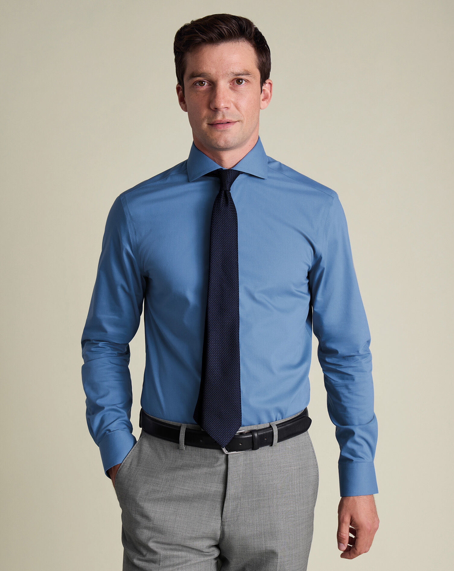 Non-Iron Stretch Poplin Shirt - Ocean Blue
