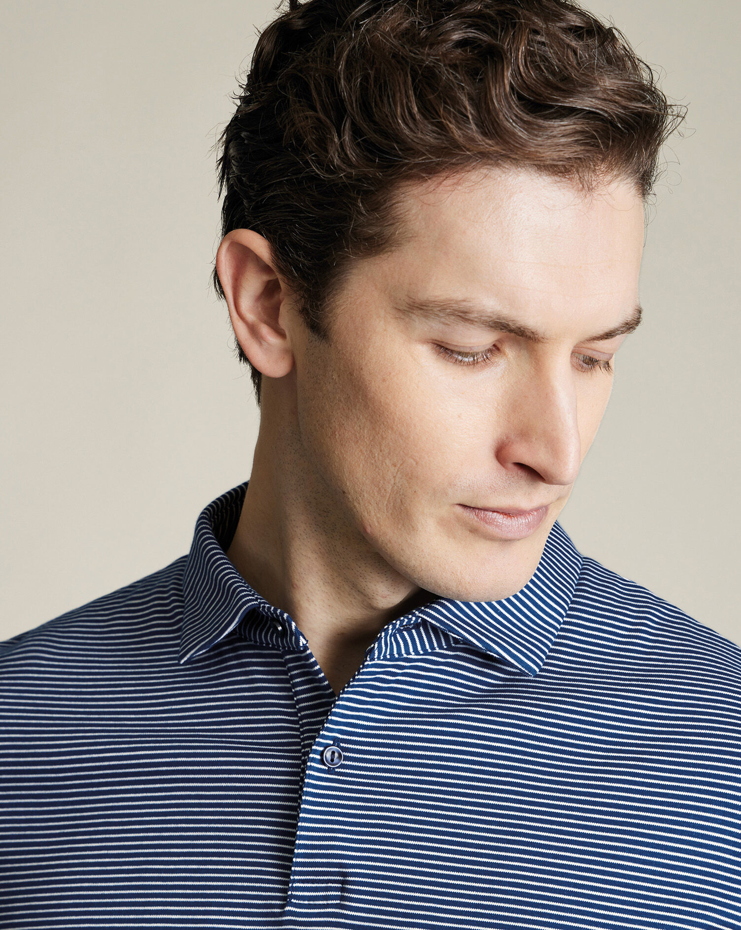Performance Stripe Polo - Navy