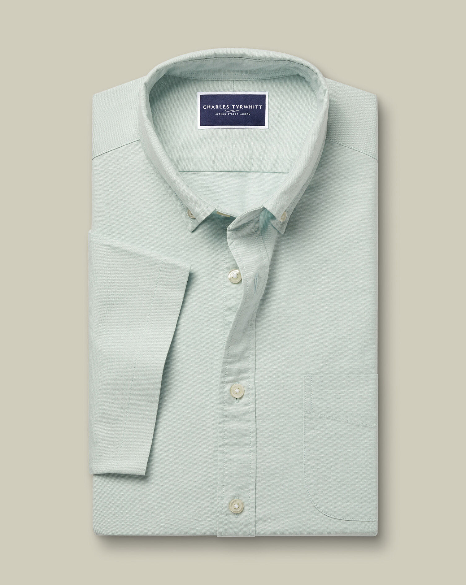 Stretch Washed Oxford Short Sleeve Shirt - Light Green