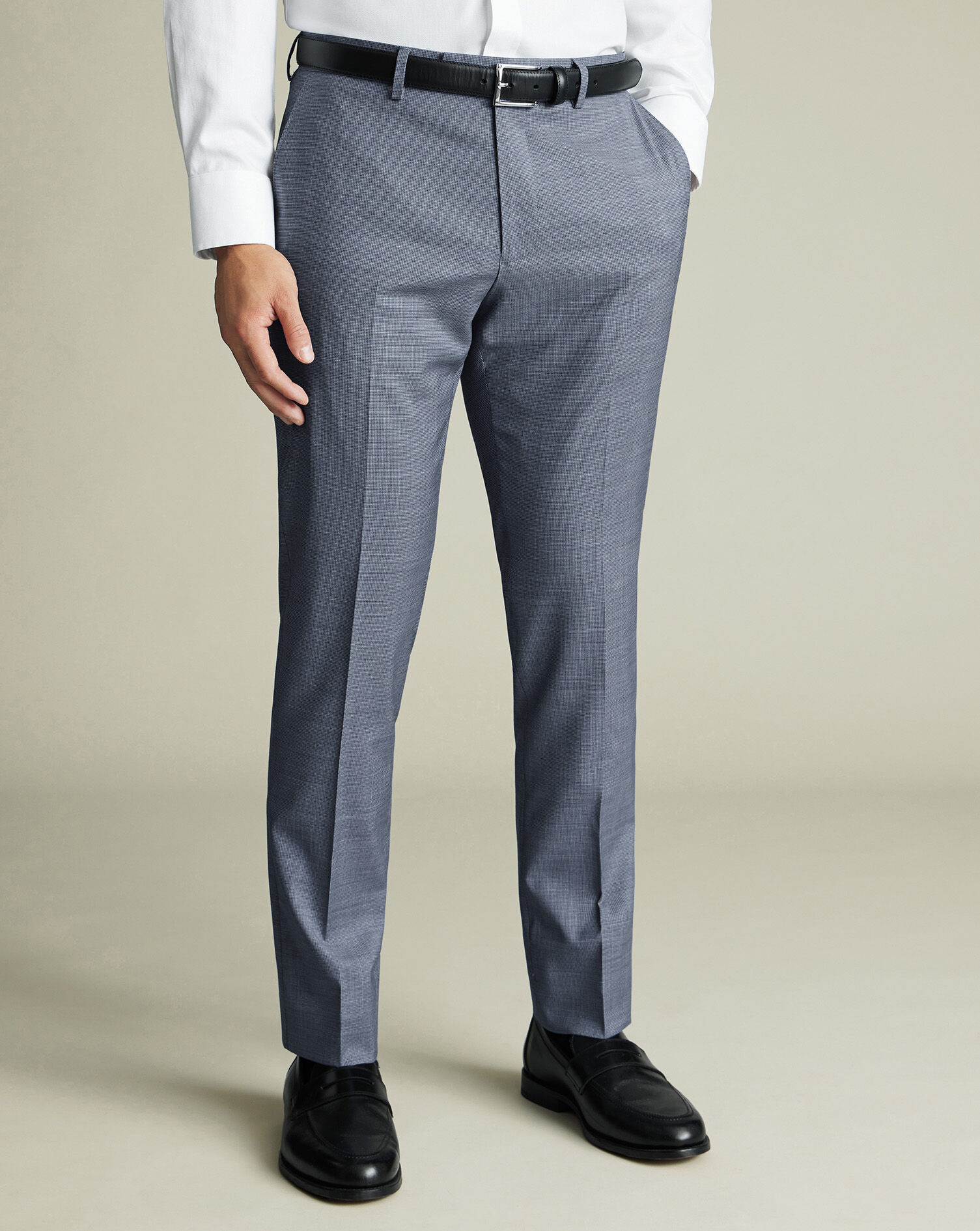 Italian Puppytooth Suit Pants - Airforce Blue