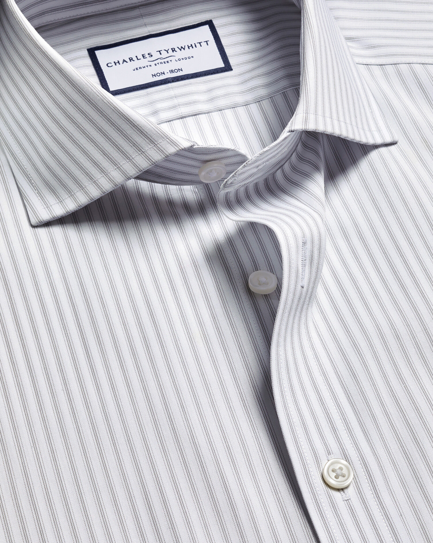Non-Iron Poplin Stripe Shirt - Gray