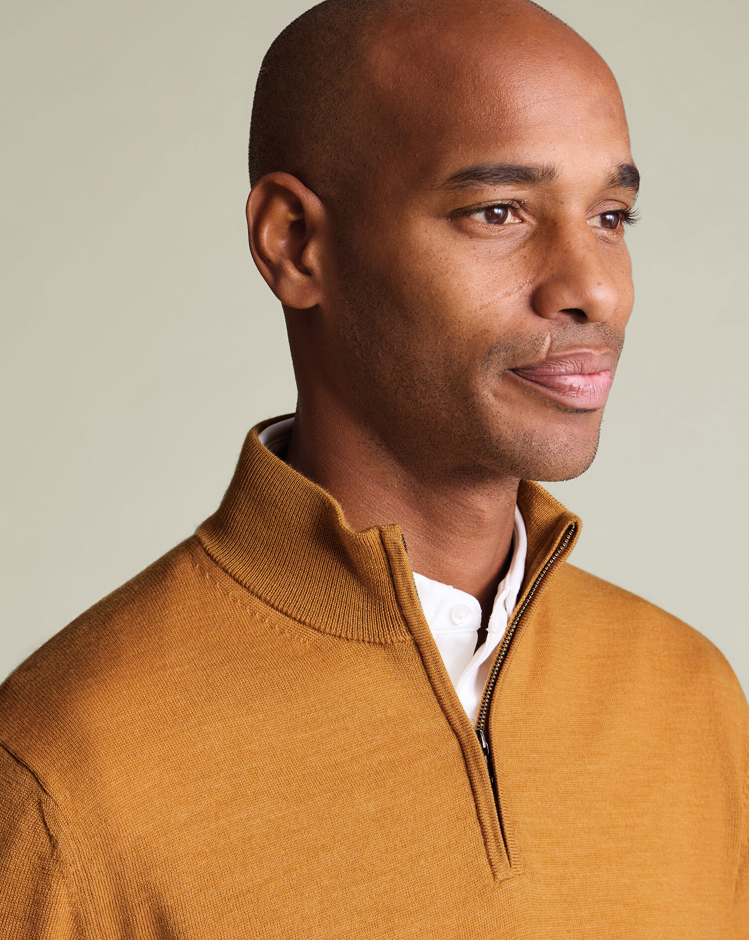 Pure Merino Quarter Zip Sweater - Yellow