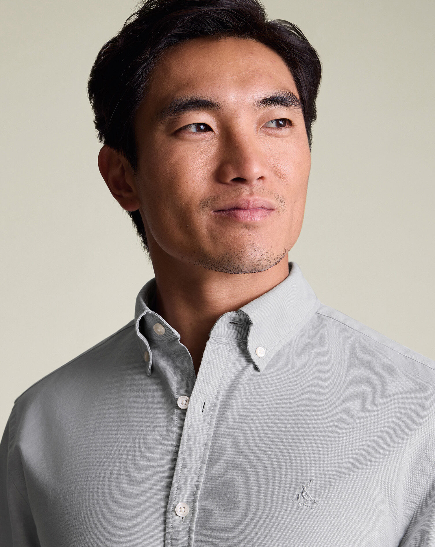 Stretch Washed Oxford Shirt - Silver