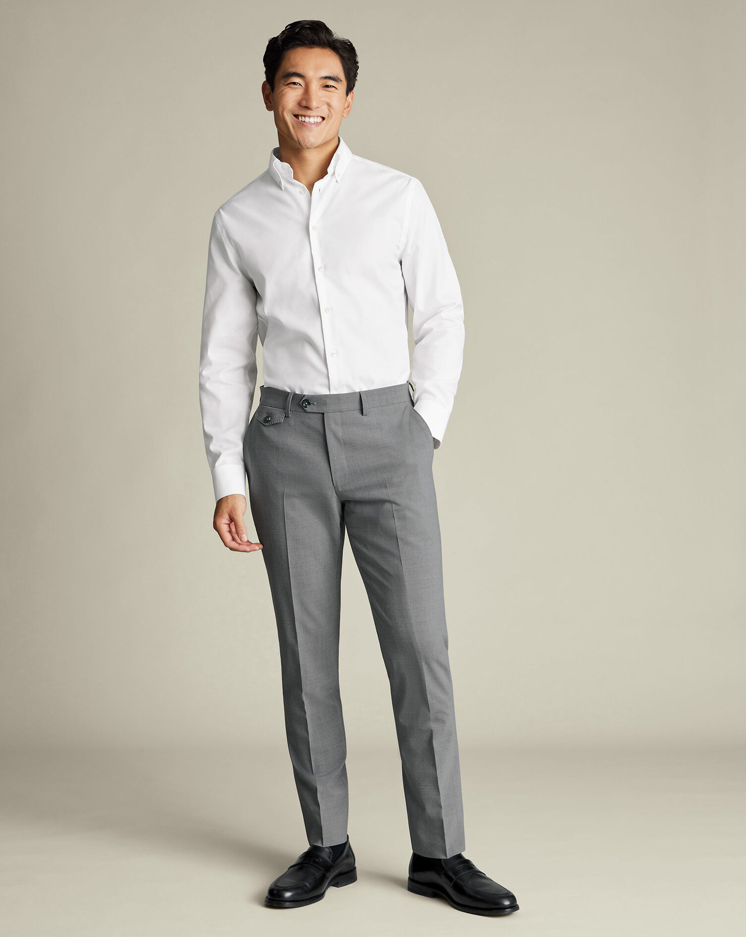 Wool Stretch Pants - Grey