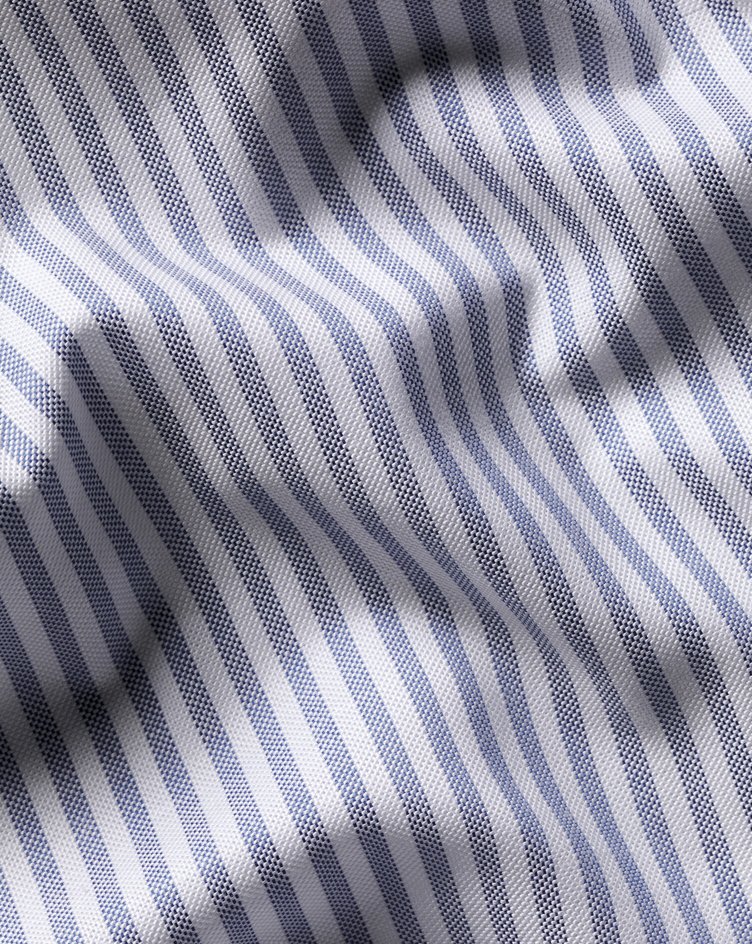 Non-Iron Stretch Oxford Stripe Shirt - Mid Blue