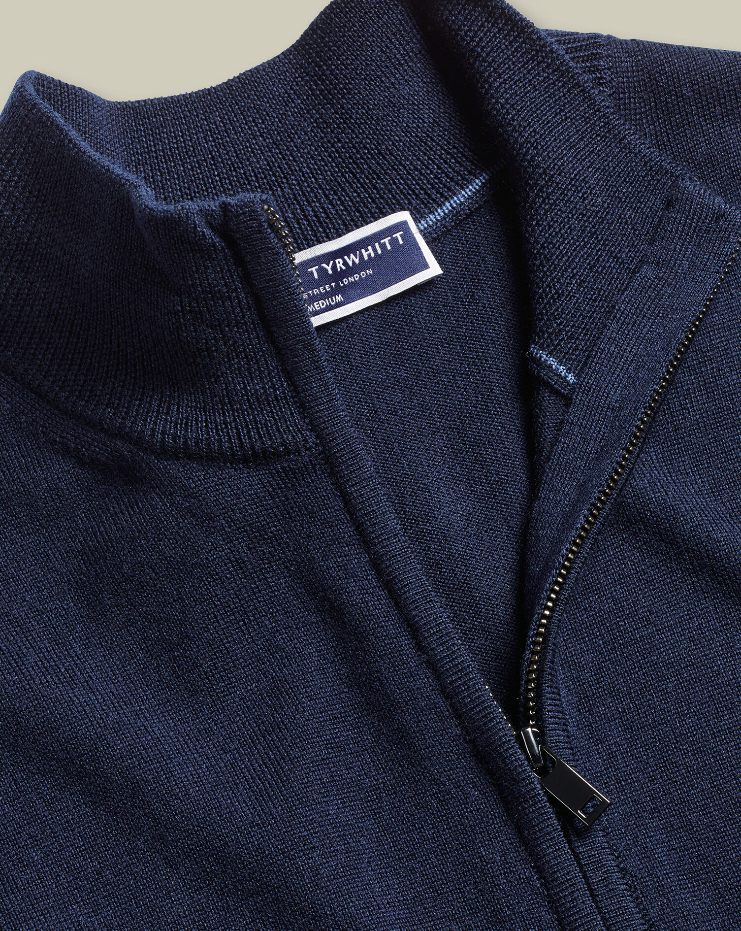 Pure Merino Full Zip-Through Cardigan - Navy