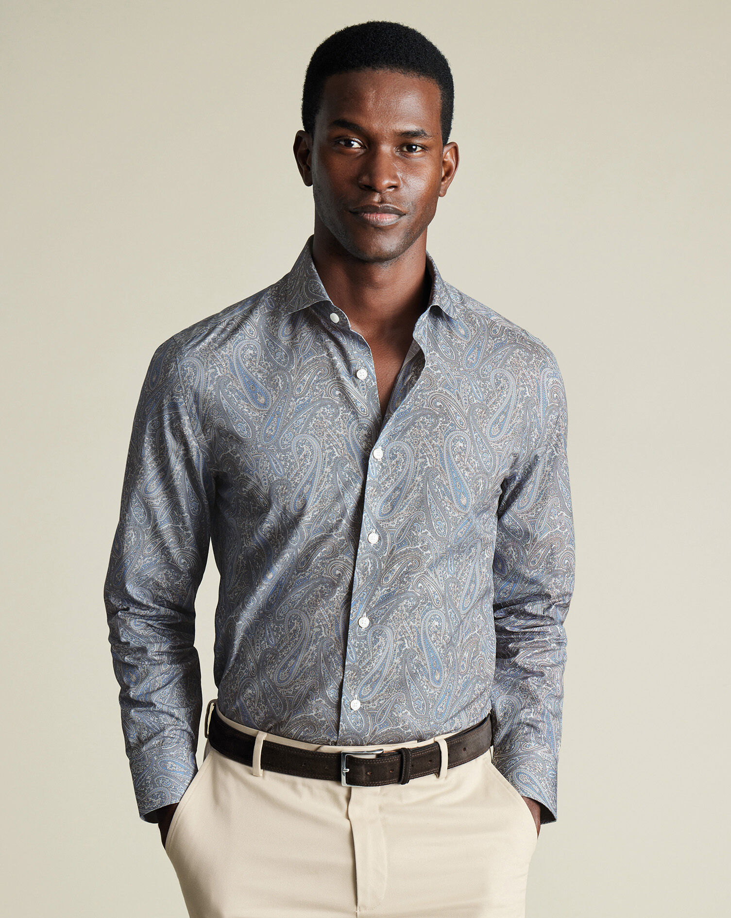 Made with Liberty Fabric Paisley Shirt - Mid Blue