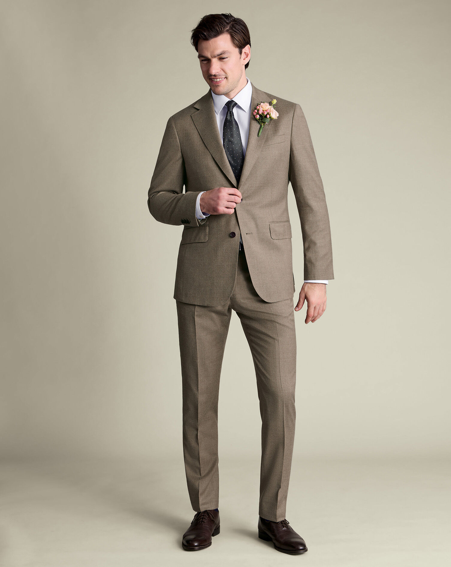 Flannel Italian Suit - Taupe