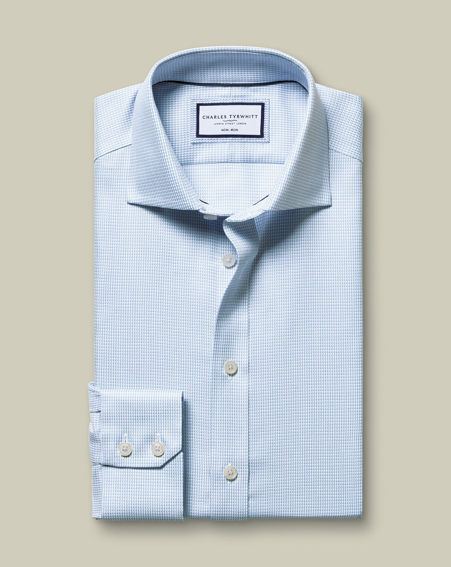 Non-Iron Stretch Burlington Weave Shirt - Sky Blue