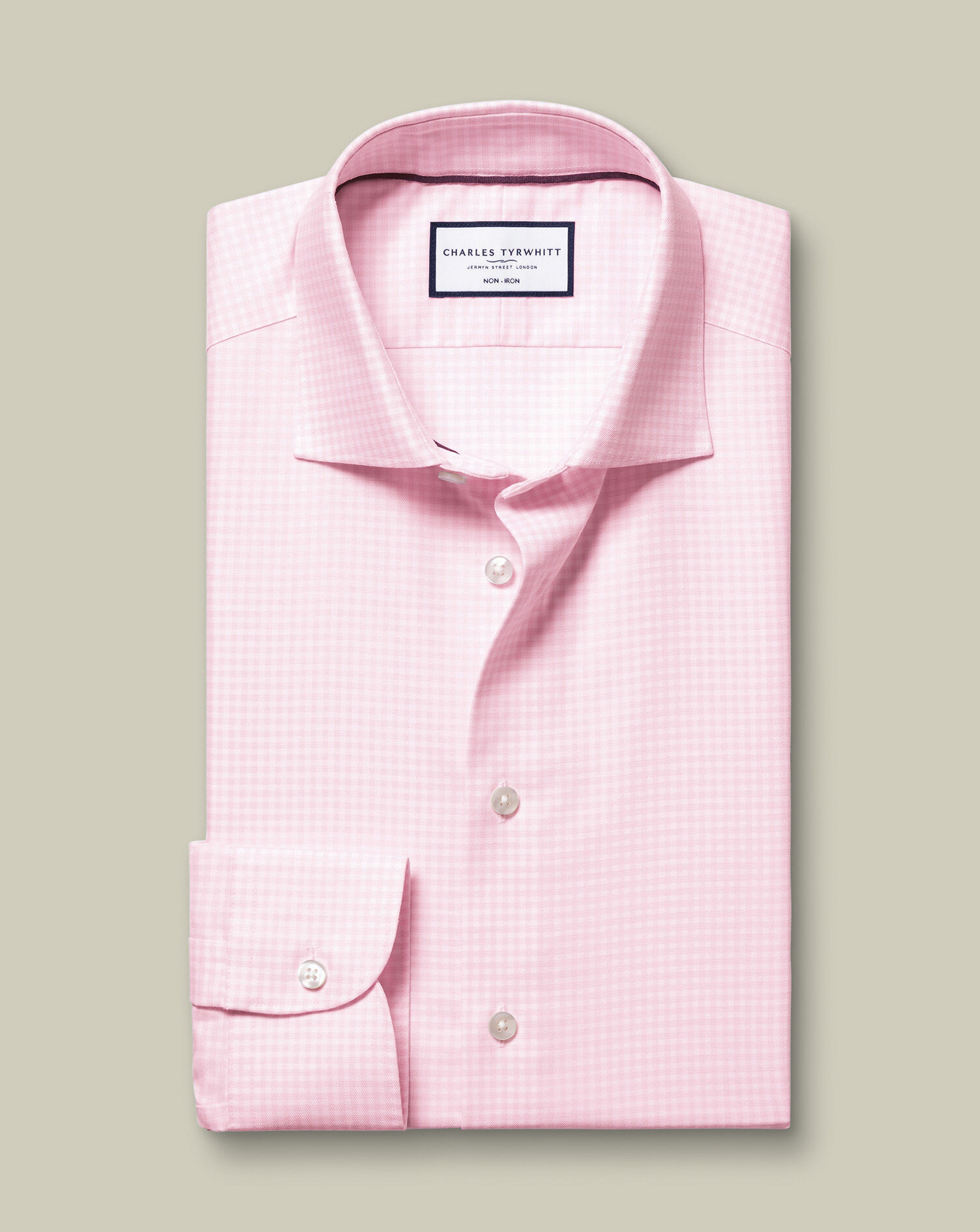 Non-Iron Cotton Linen Check Shirt - Pink