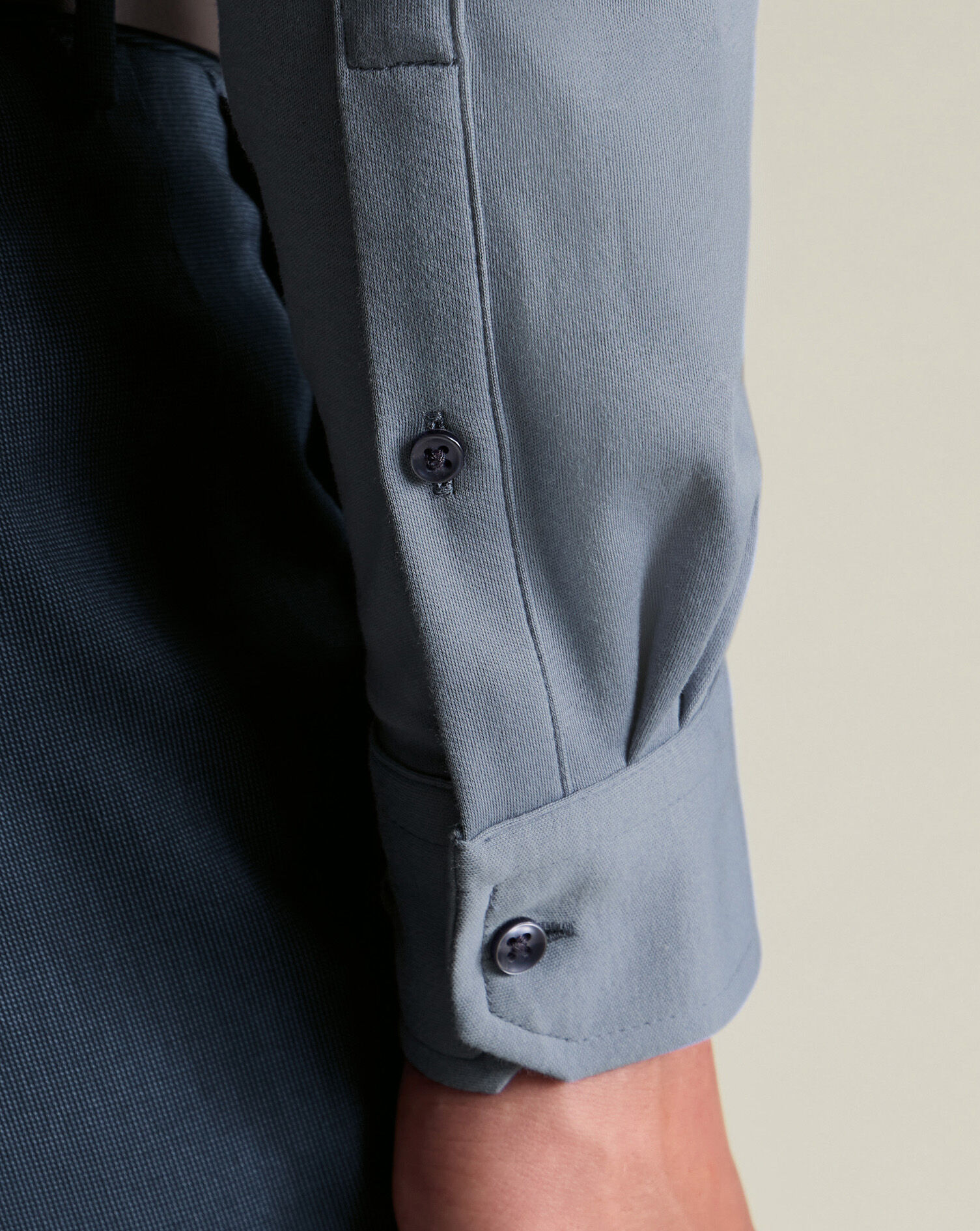 Long Sleeve Jersey Polo - Steel Blue