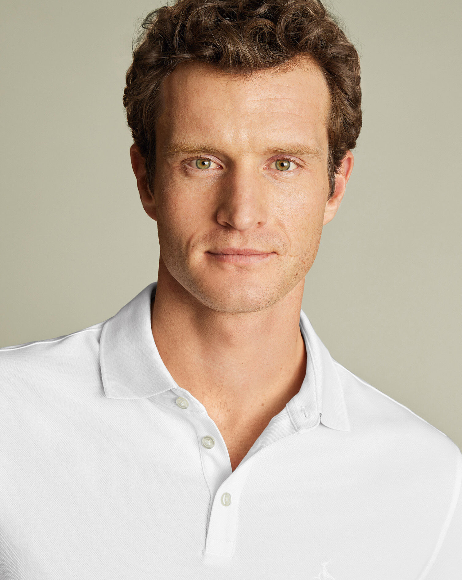 Long Sleeve Pique Polo - White