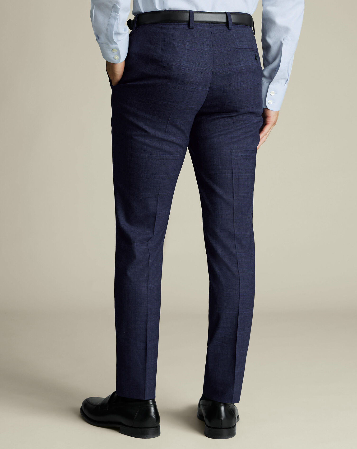 Check Suit Pants - Ink Blue