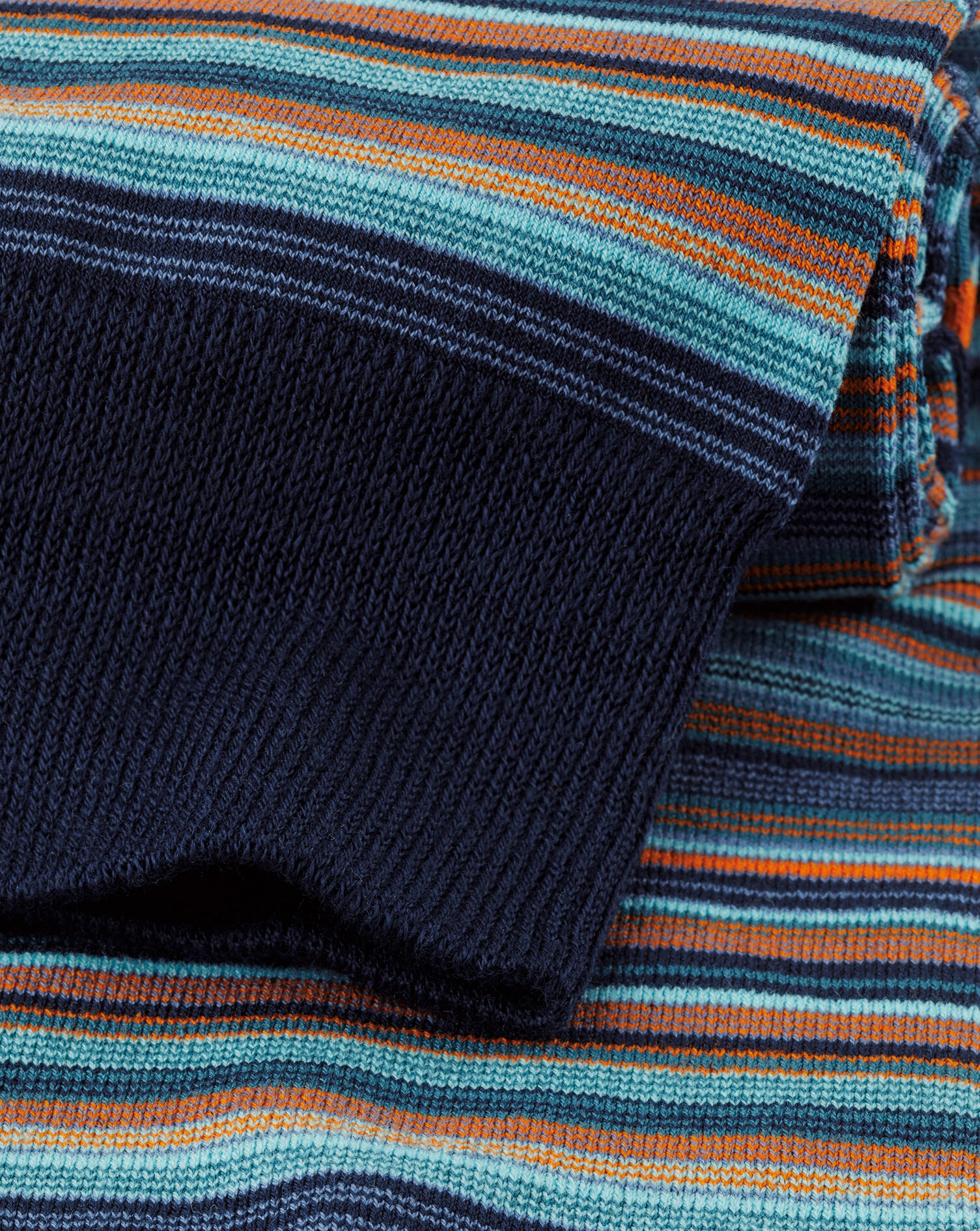 Multi Fine Stripe Socks - Aqua Green & Orange