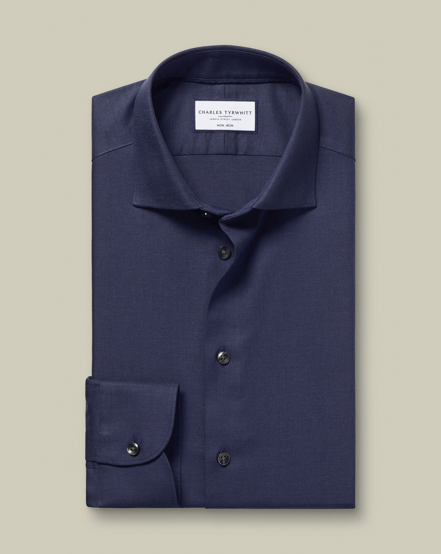 Non-Iron Cotton Linen Shirt - Ink Blue