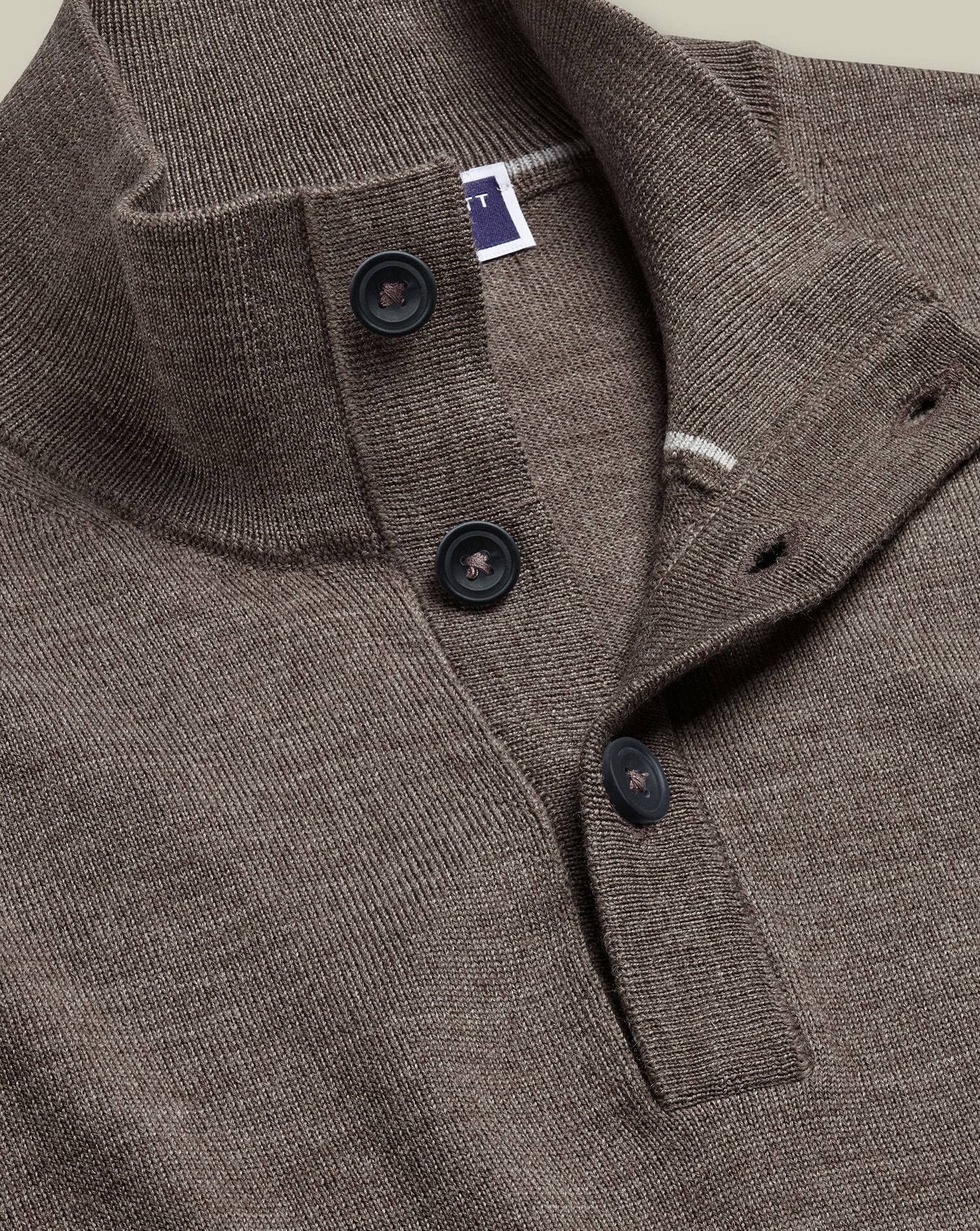 Merino Button Neck Sweater - Mocha