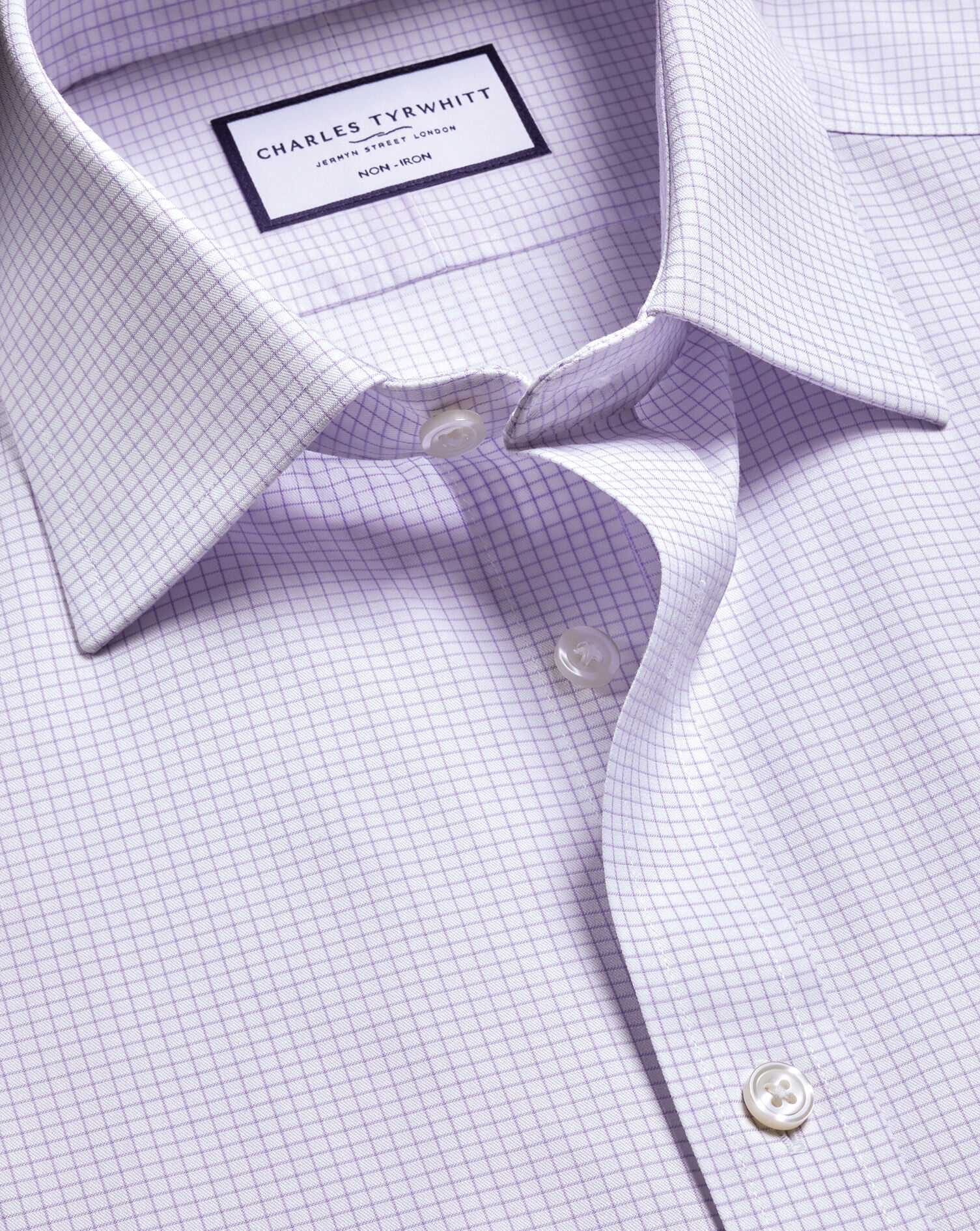 Non-Iron Twill Check Shirt - Lilac