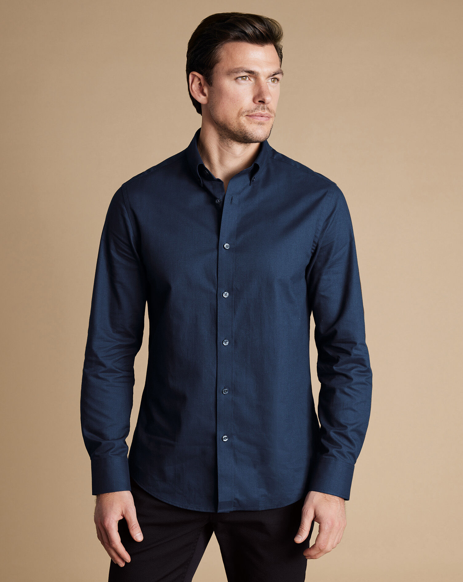 Brushed Cotton Twill Shirt - Indigo Blue