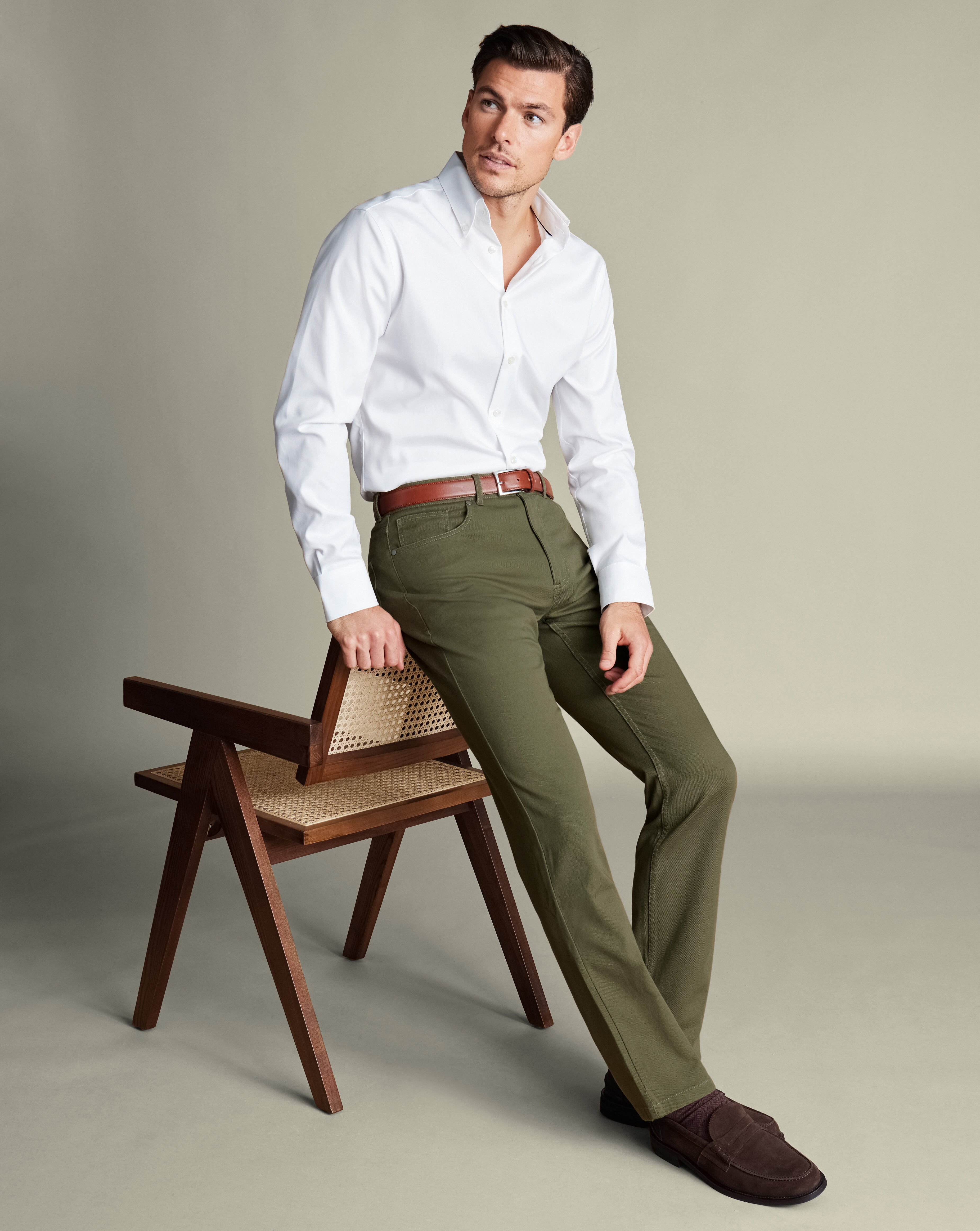 5 Pocket Jeans - Olive Green