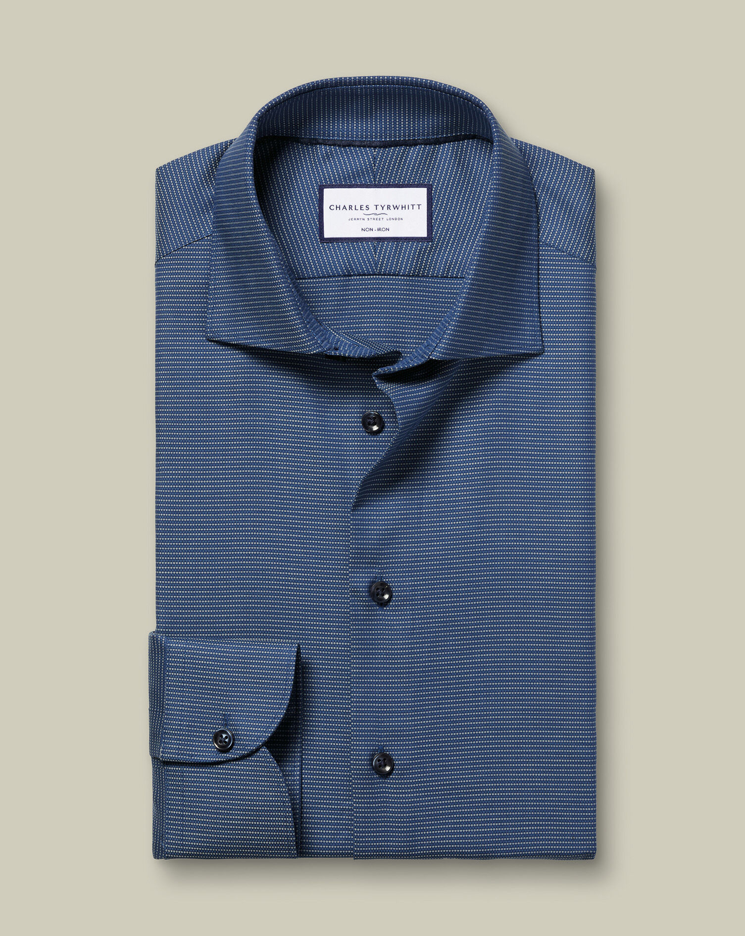 Non-Iron Stretch Circle Texture Shirt - Royal Blue