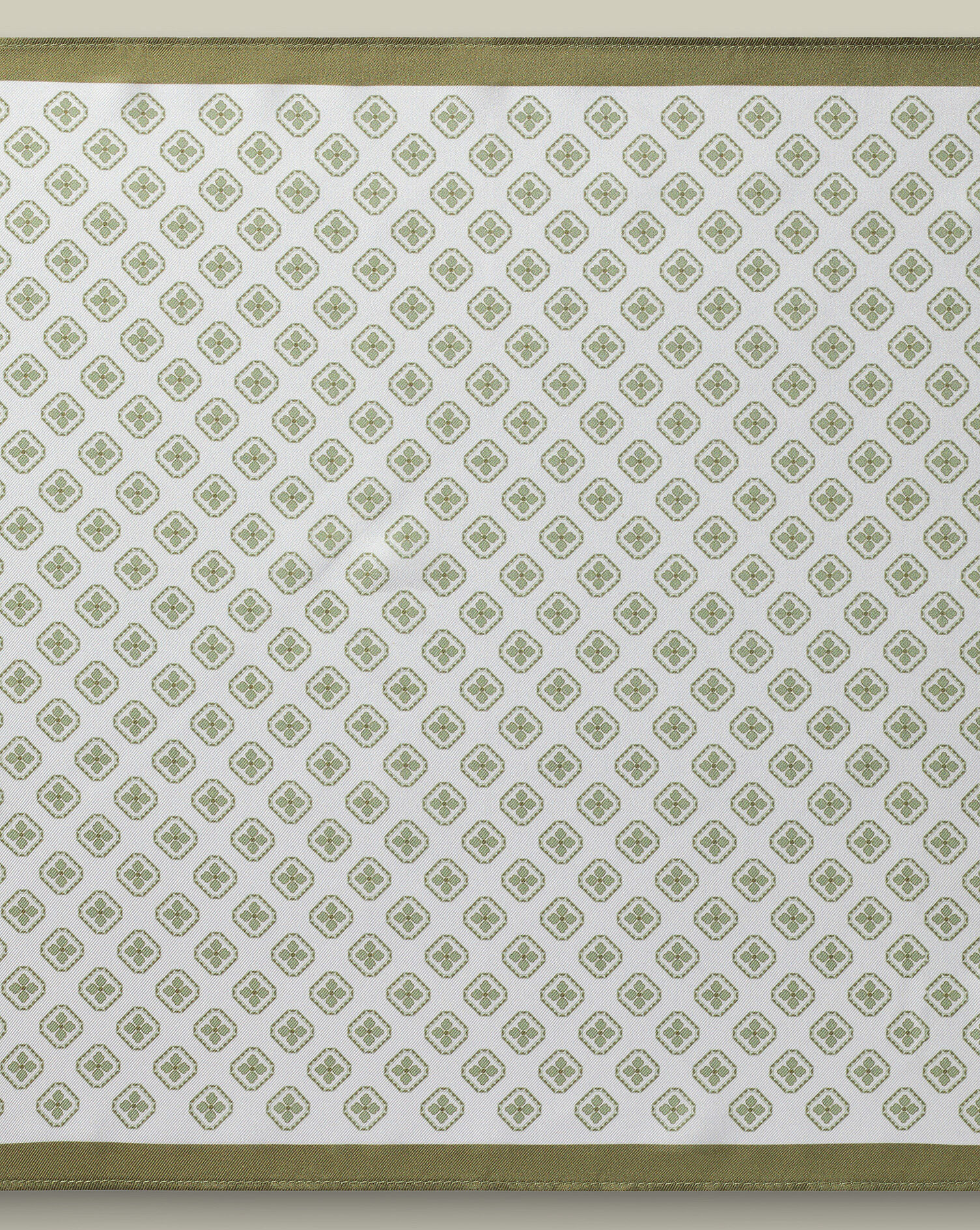 Silk Medallion Print Pocket Square - Ivory & Pear Green