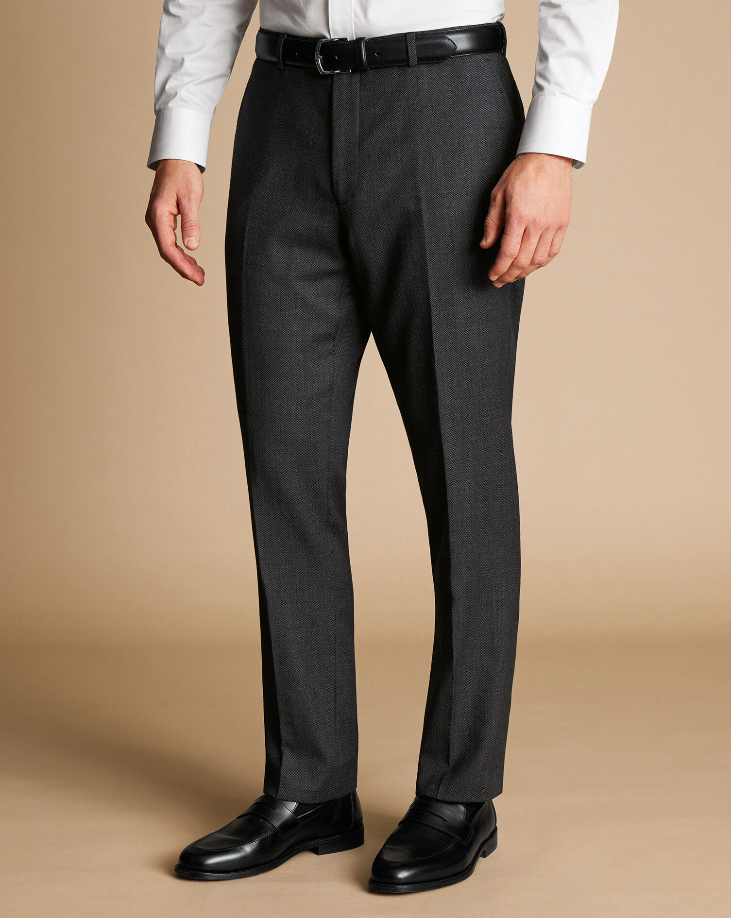 Natural Stretch Birdseye Suit Pants - Gray