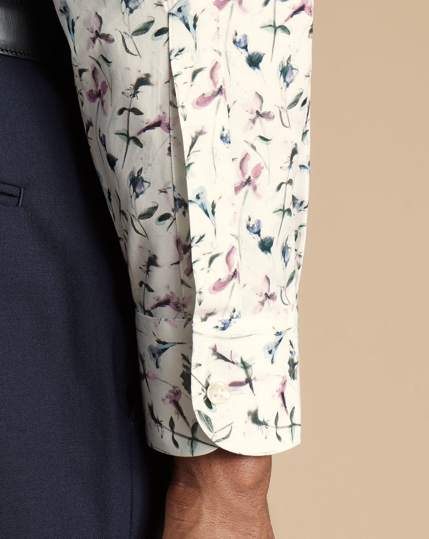 Made with Liberty Fabric Semi-Spread Floral Shirt - Ivory
