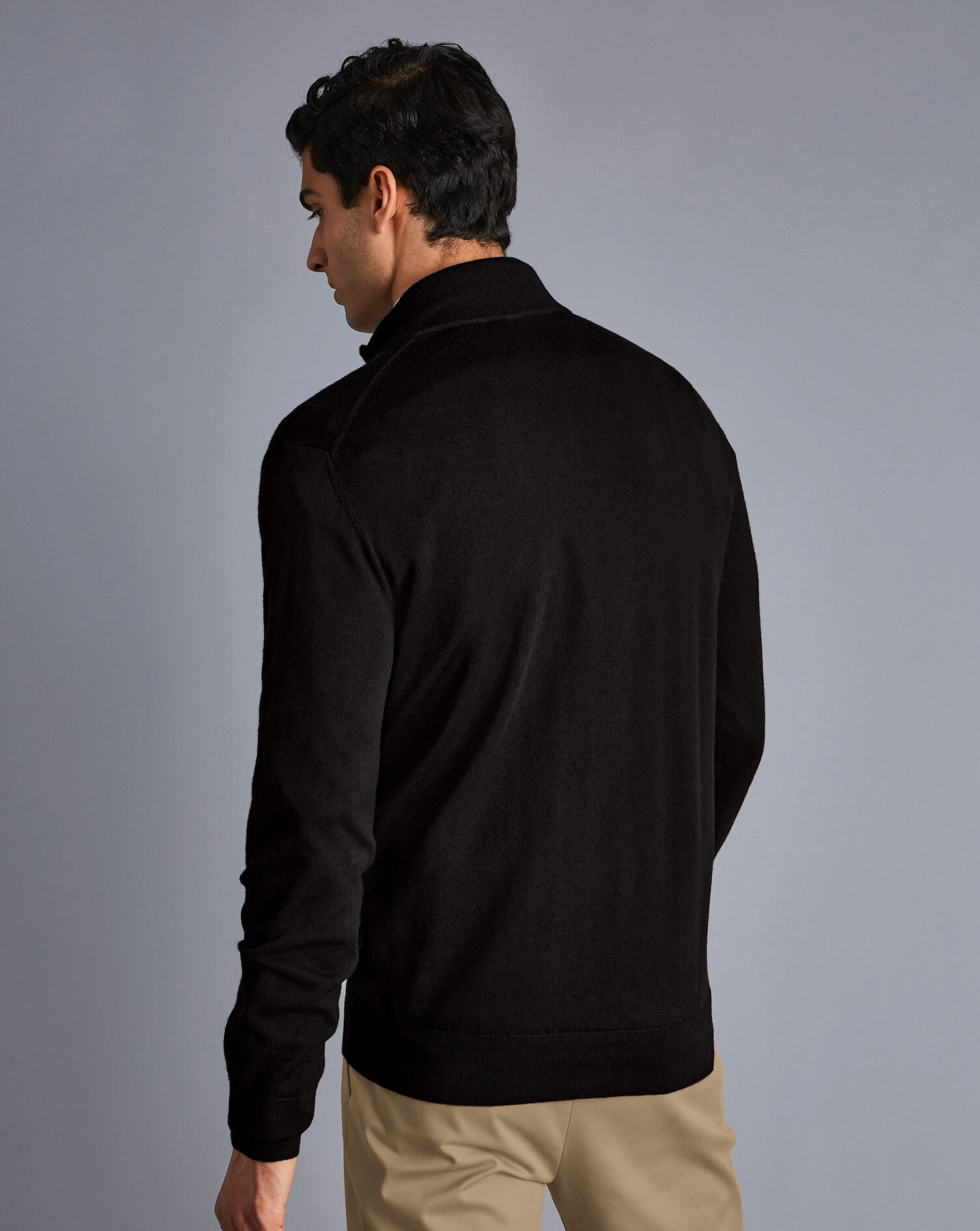 Merino Quarter Zip Sweater - Black