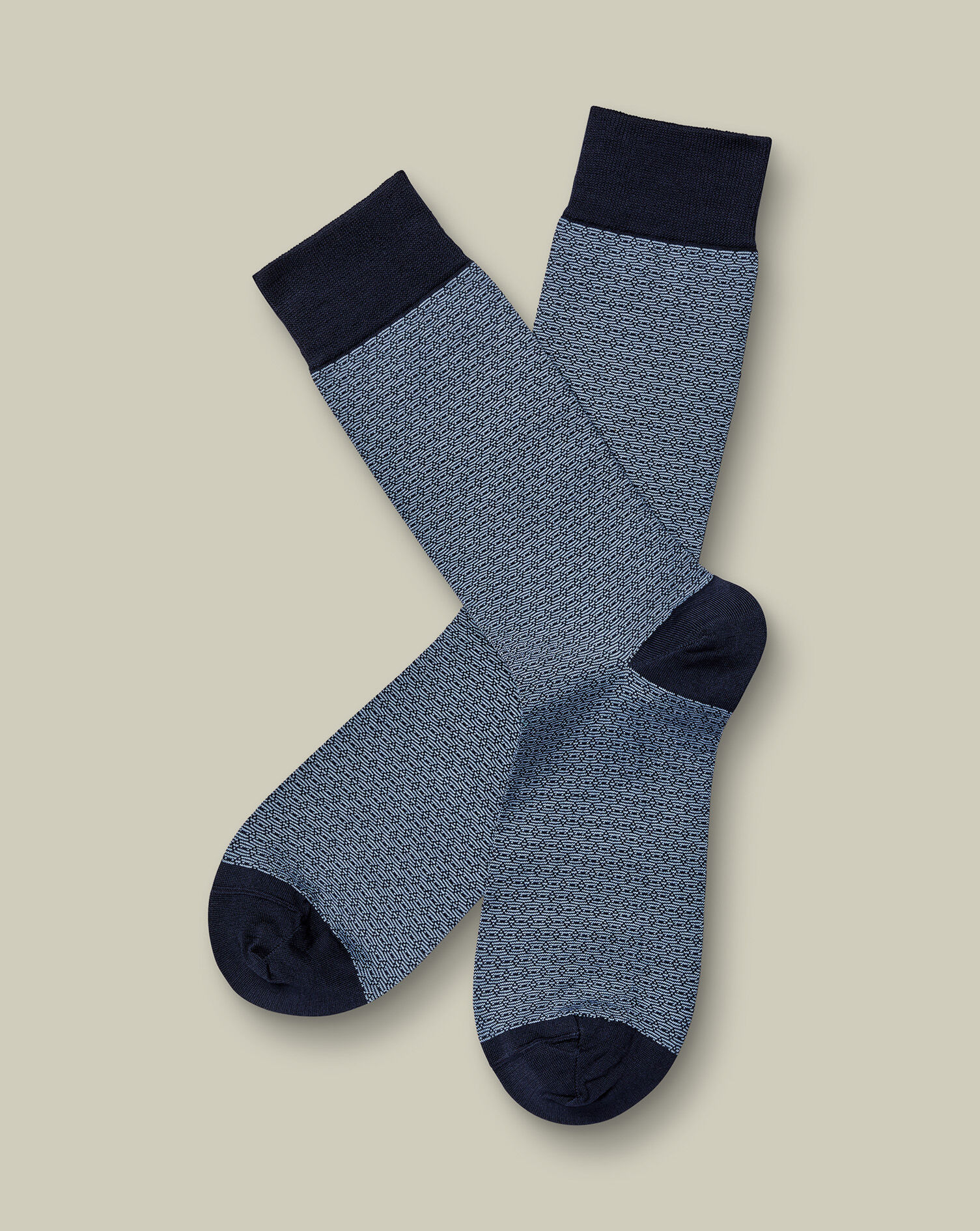 Diamond Semi-Plain Socks - Denim Blue